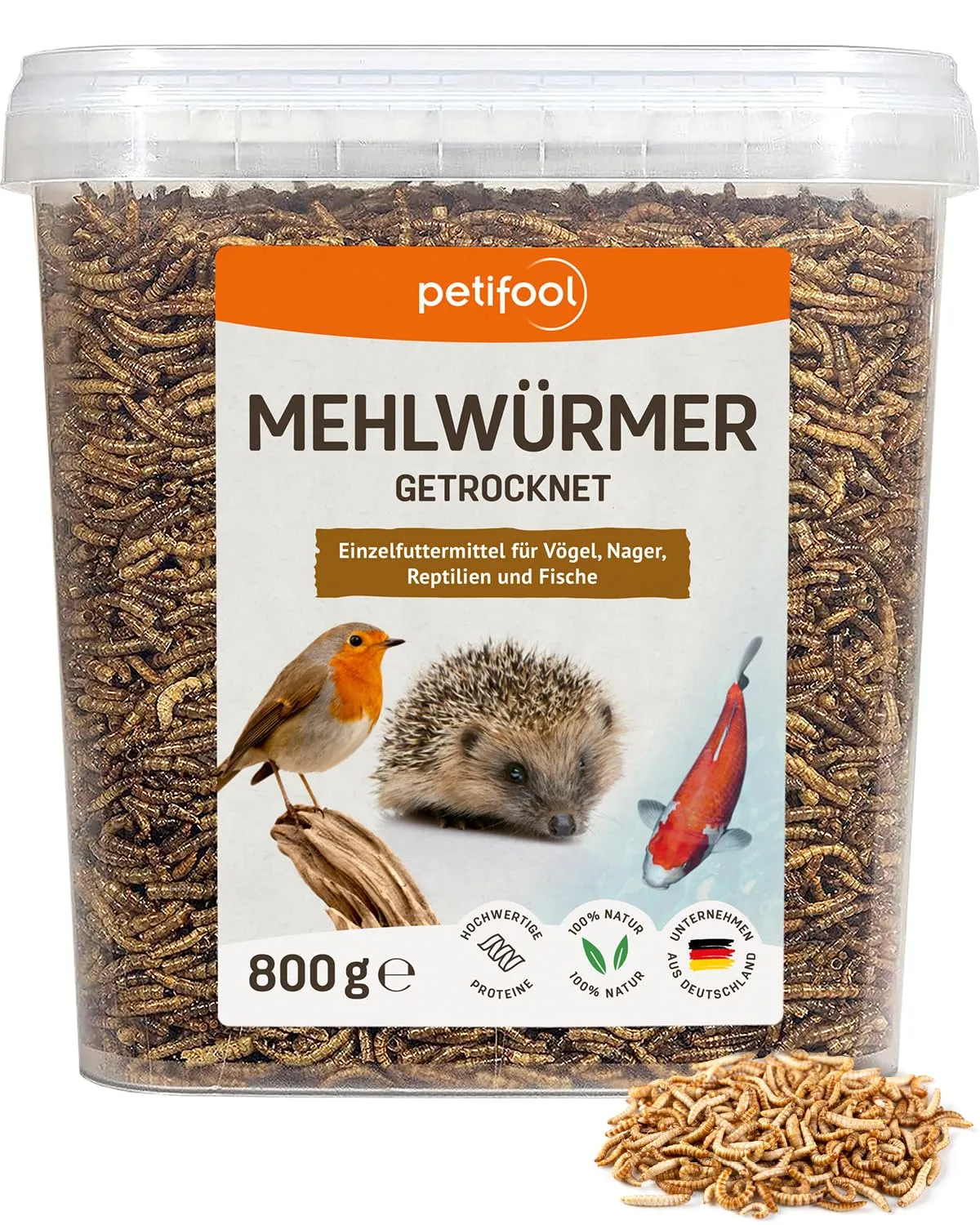 petifool Vermi di farina, 800 g - immagine 1