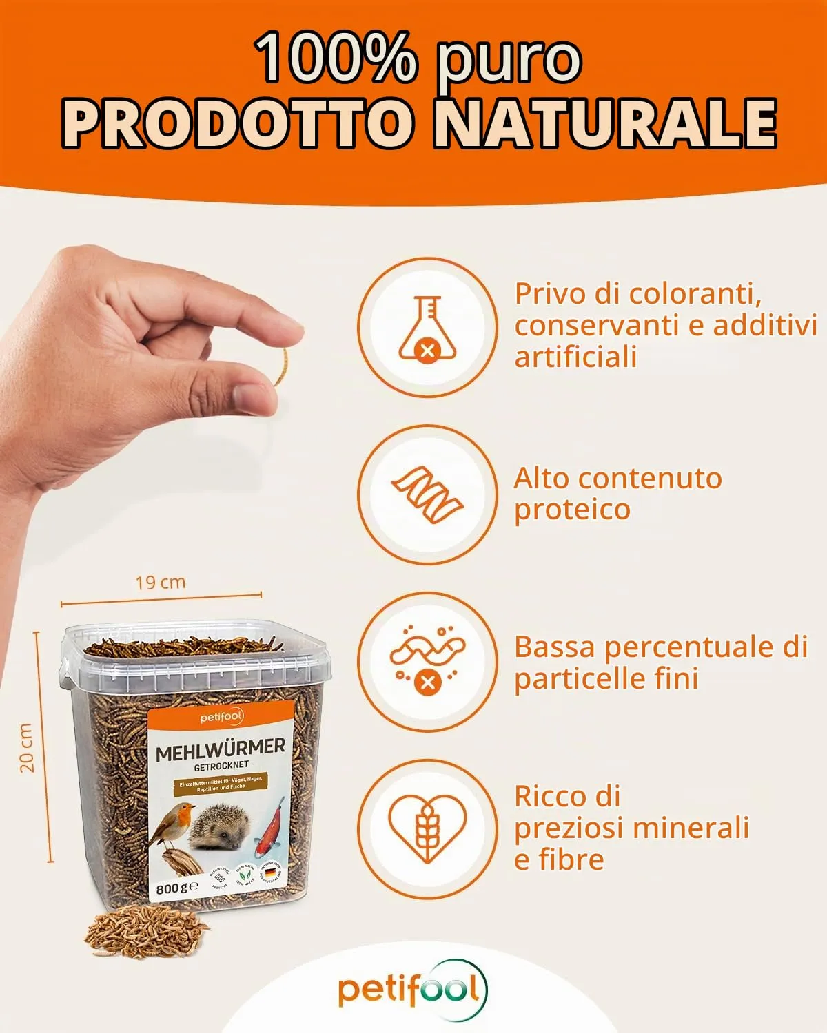 petifool Vermi di farina, 800 g - immagine 2