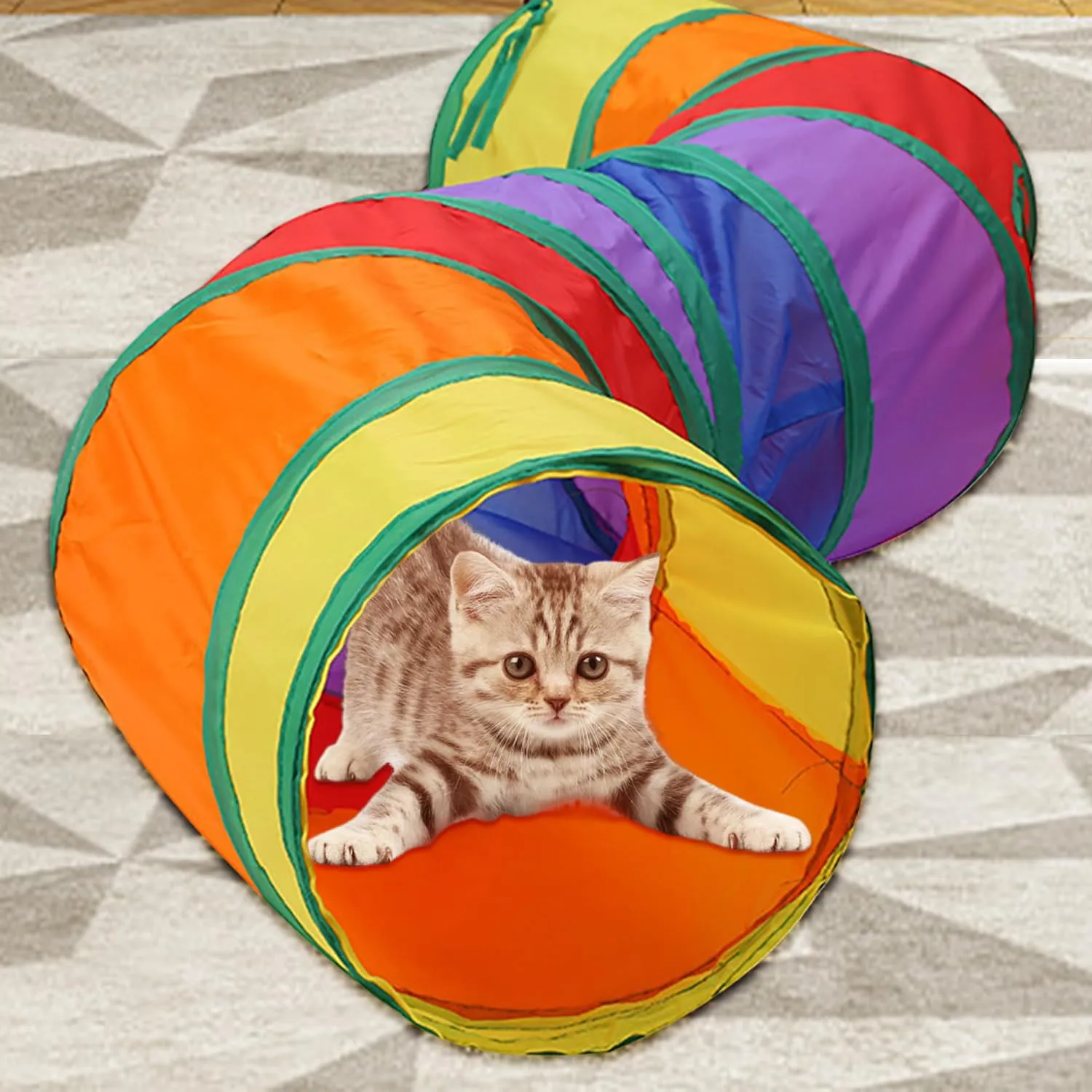 UGBO Tunnel Pieghevole a 2 Vie per Gatti, Cani e Conigli, 123 x 25 cm - immagine 2