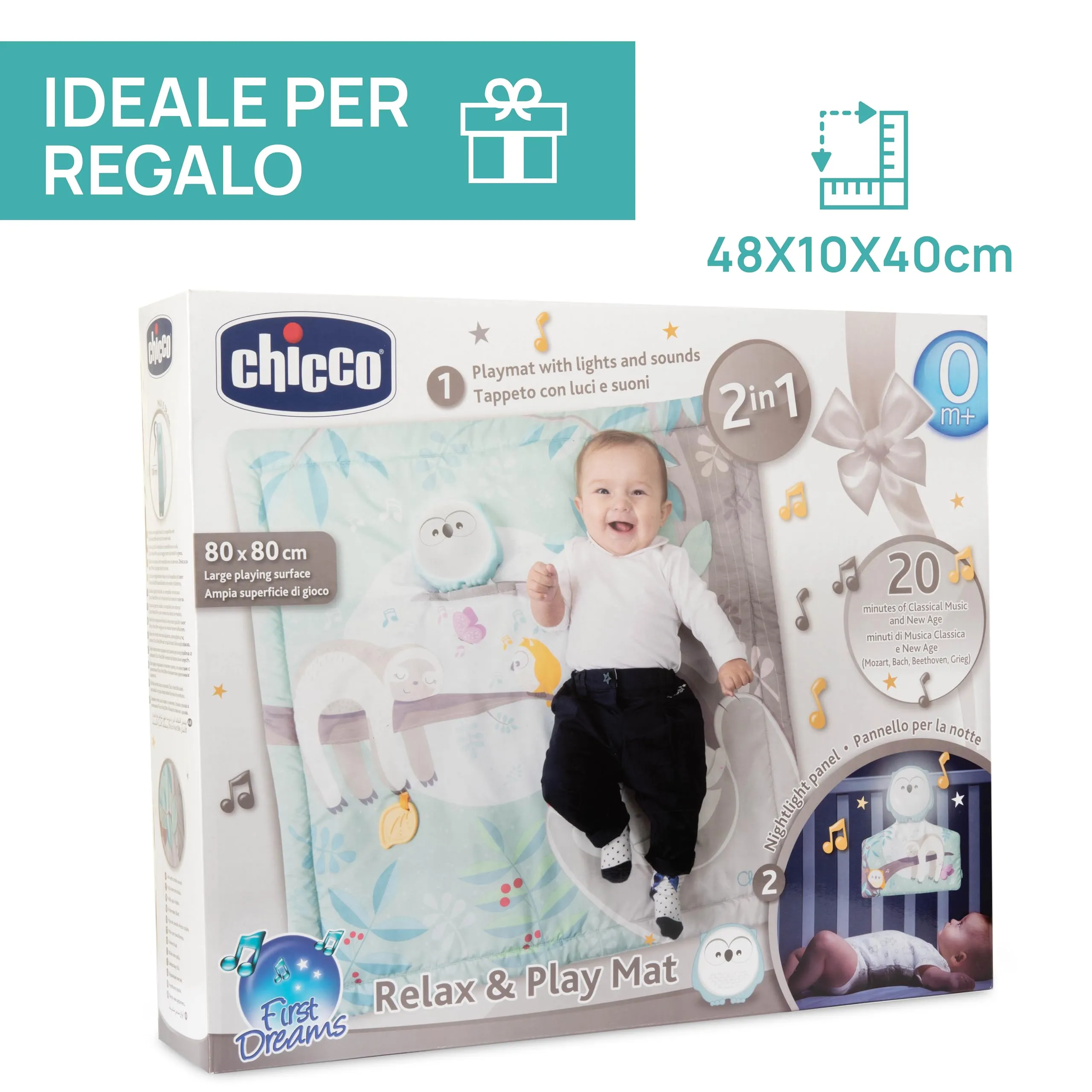 Chicco Tappeto Relax&Play, Tappeto Evolutivo in Tessuto con Melodie e Luci, Lavabile, per Neonati 0 Mesi+ - immagine 8