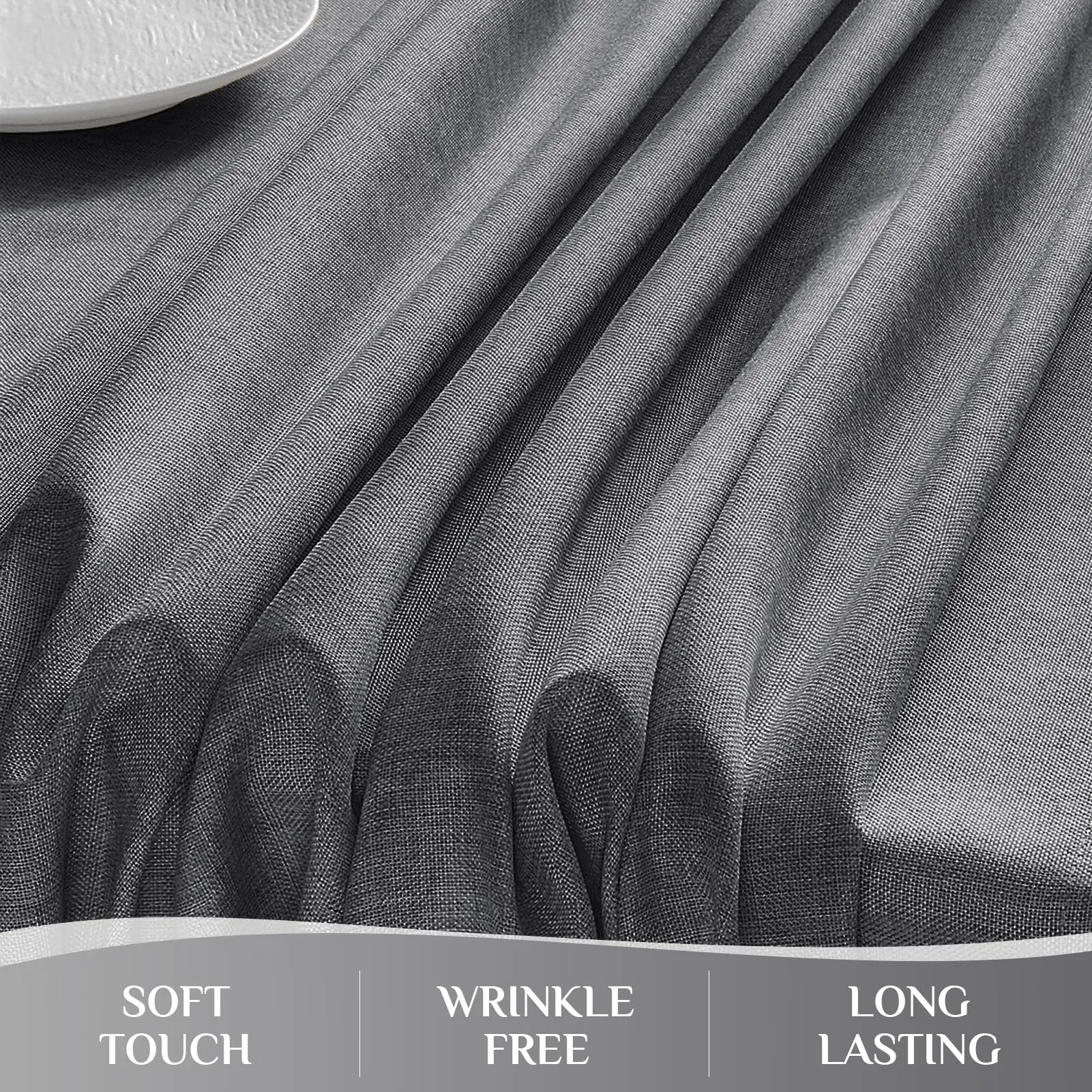 Softalker Tovaglia rettangolare in finto lino, 152 x 213 cm, Grigio Scuro - immagine 4