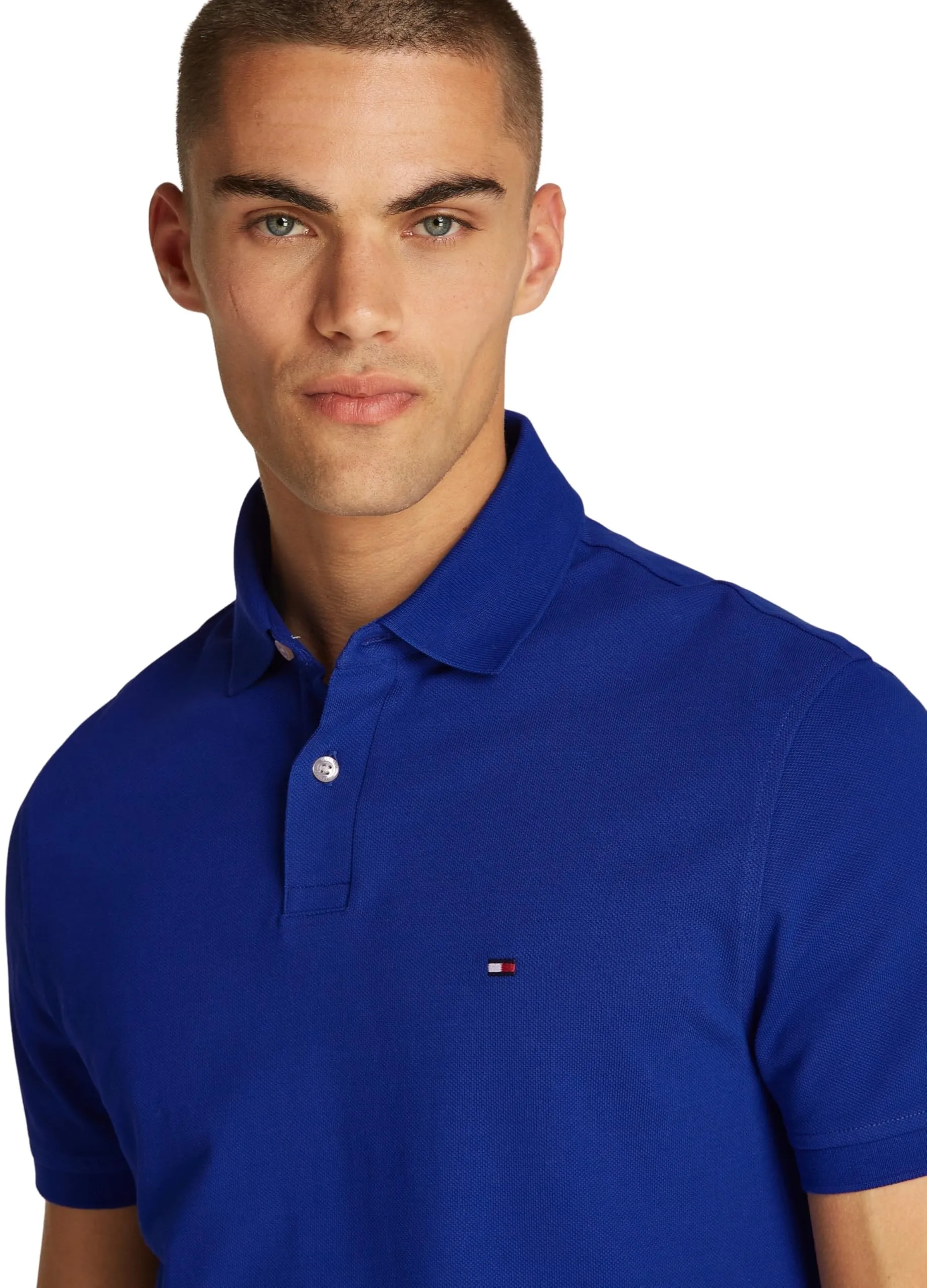 Tommy Hilfiger Polo Maniche Corte Regular Fit, Blu Wedge Blue, XS - immagine 3