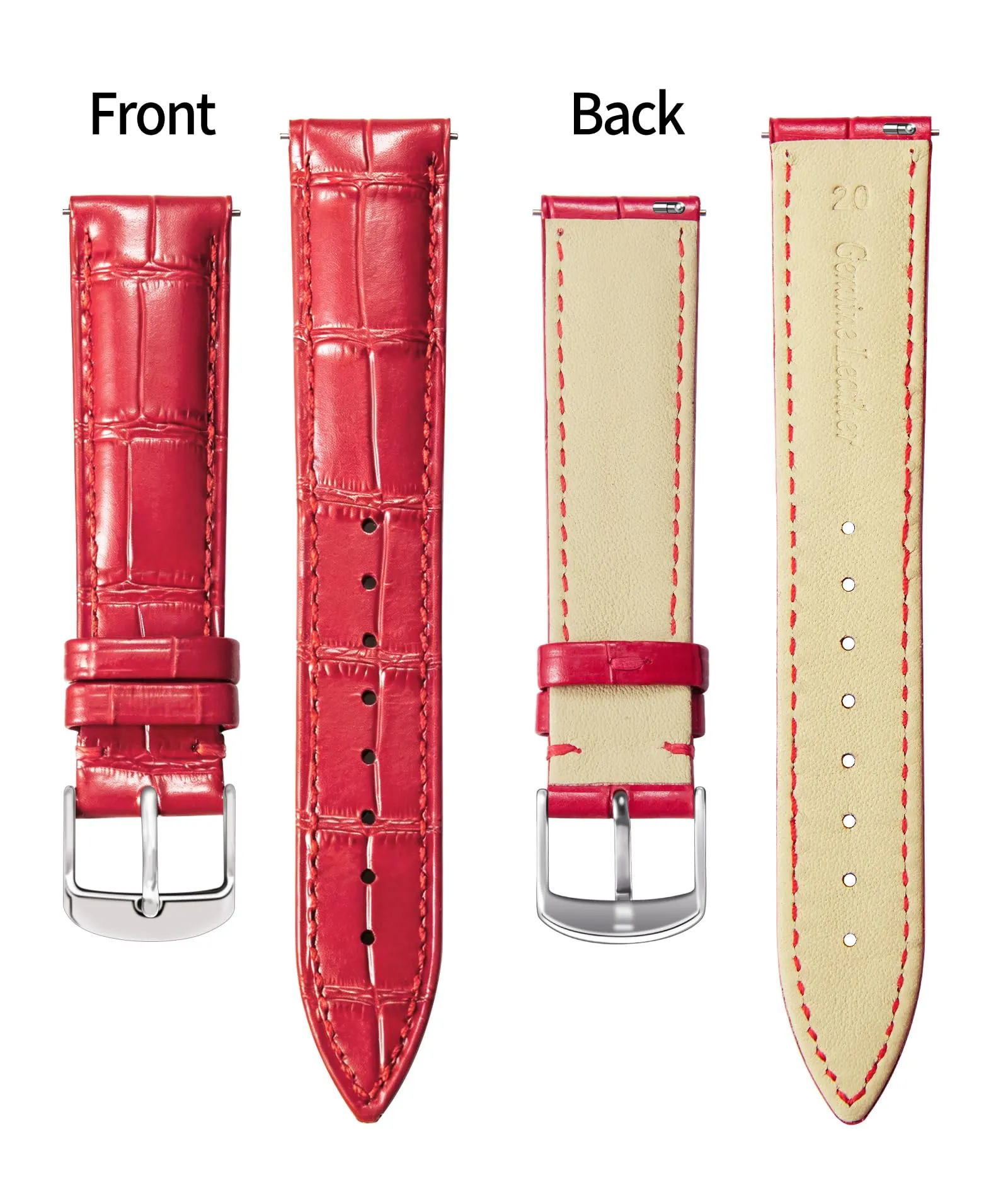 BINLUN Cinturino per Orologio in Pelle Sgancio Rapido 20mm - immagine 2