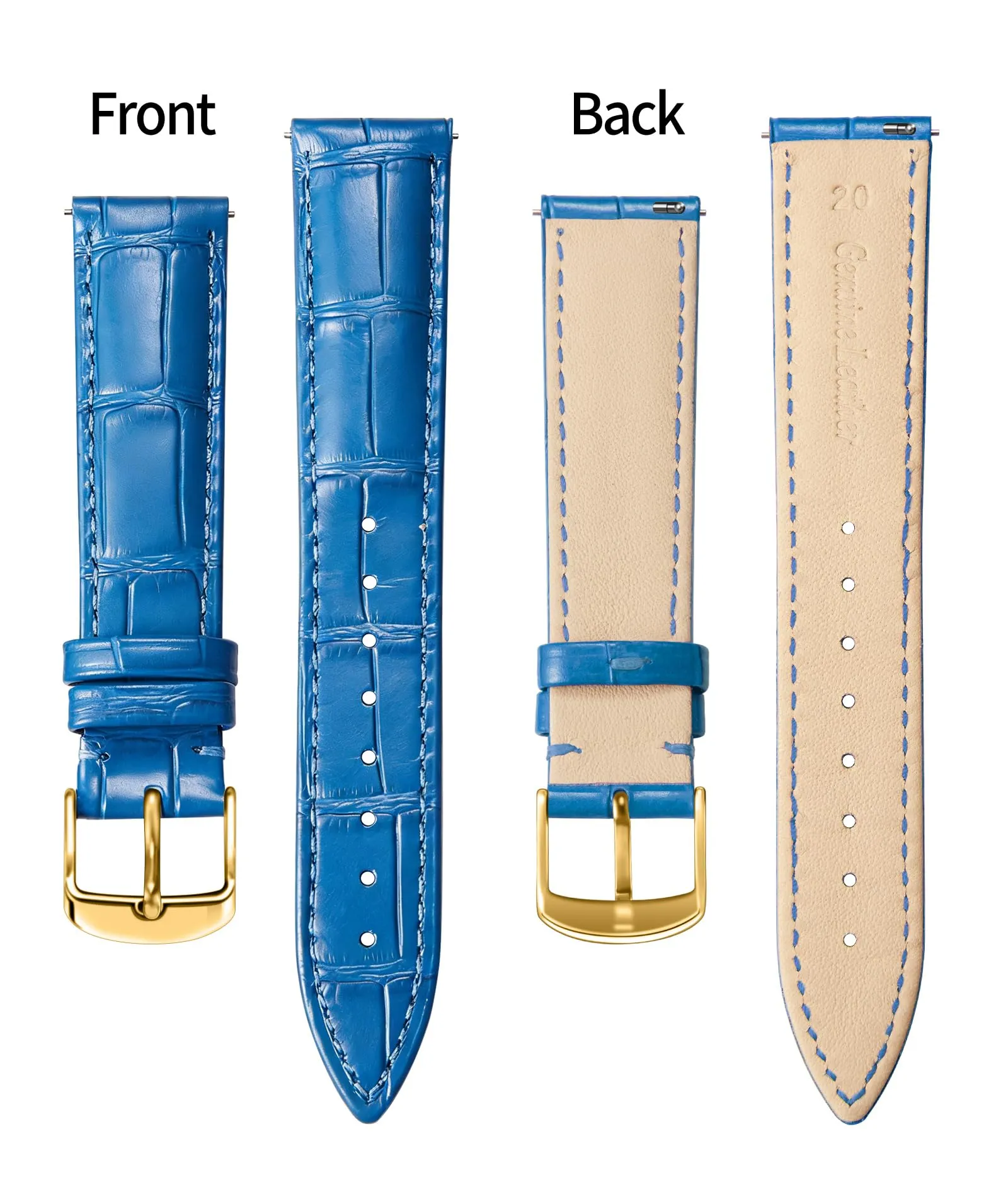 BINLUN Cinturino per Orologio in Pelle Blu 17mm - immagine 2