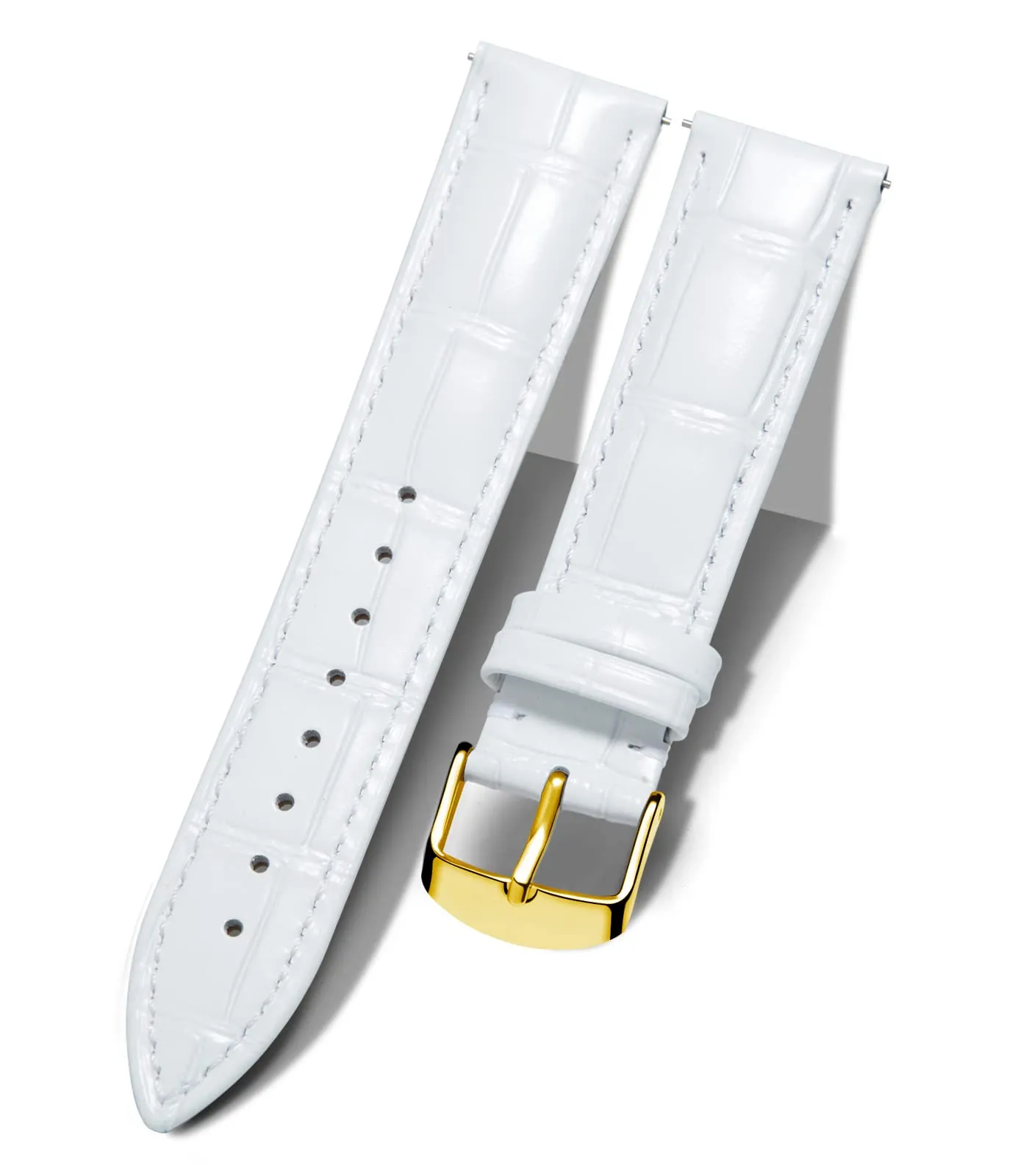 BINLUN Cinturino per Orologio in Pelle Disegno Coccodrillo Sgancio Rapido, 17mm, Bianco - immagine 1