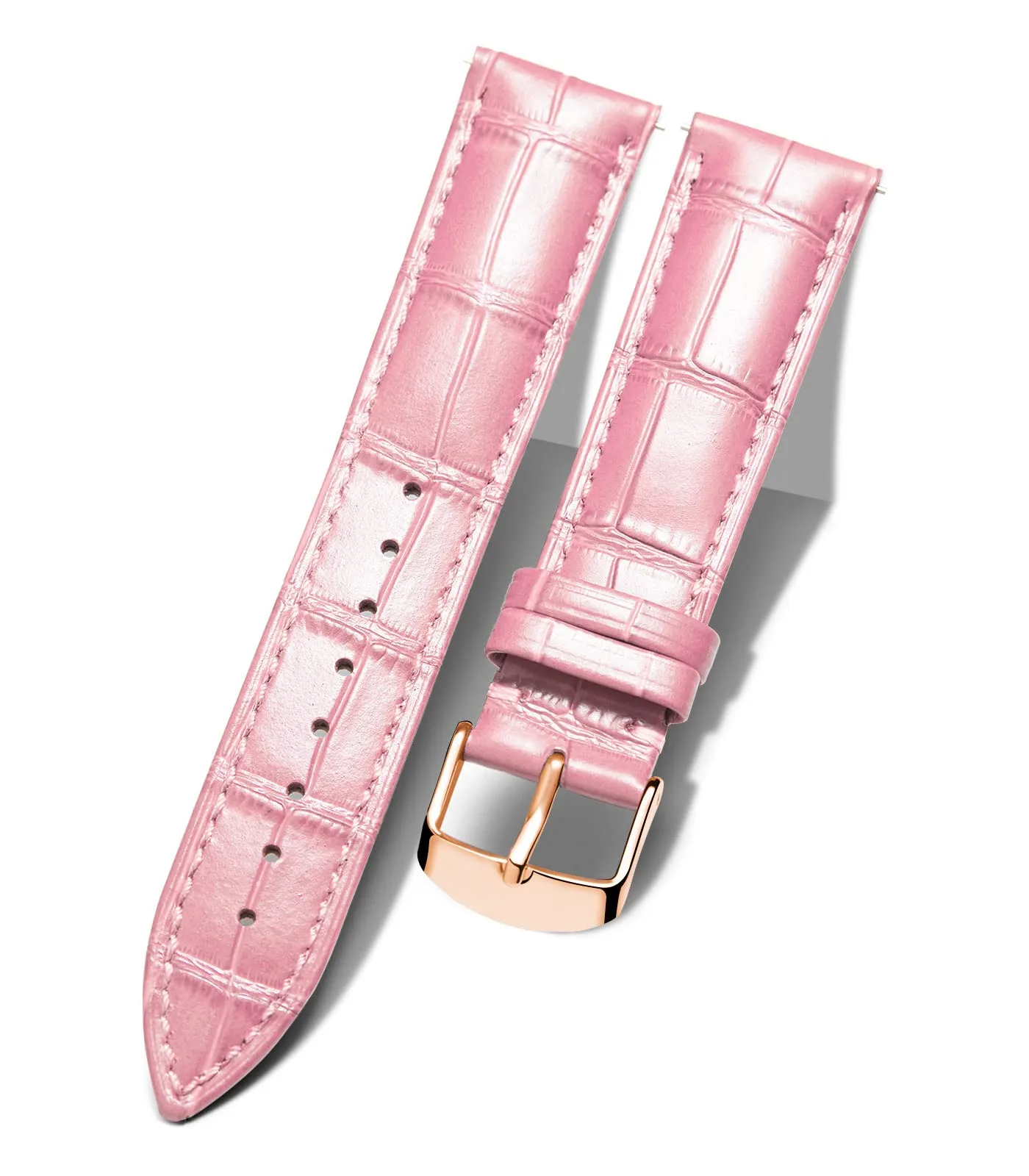 BINLUN Cinturino per Orologio in Pelle di Vitello a Sgancio Rapido 16mm - Grigio Rosa - immagine 1