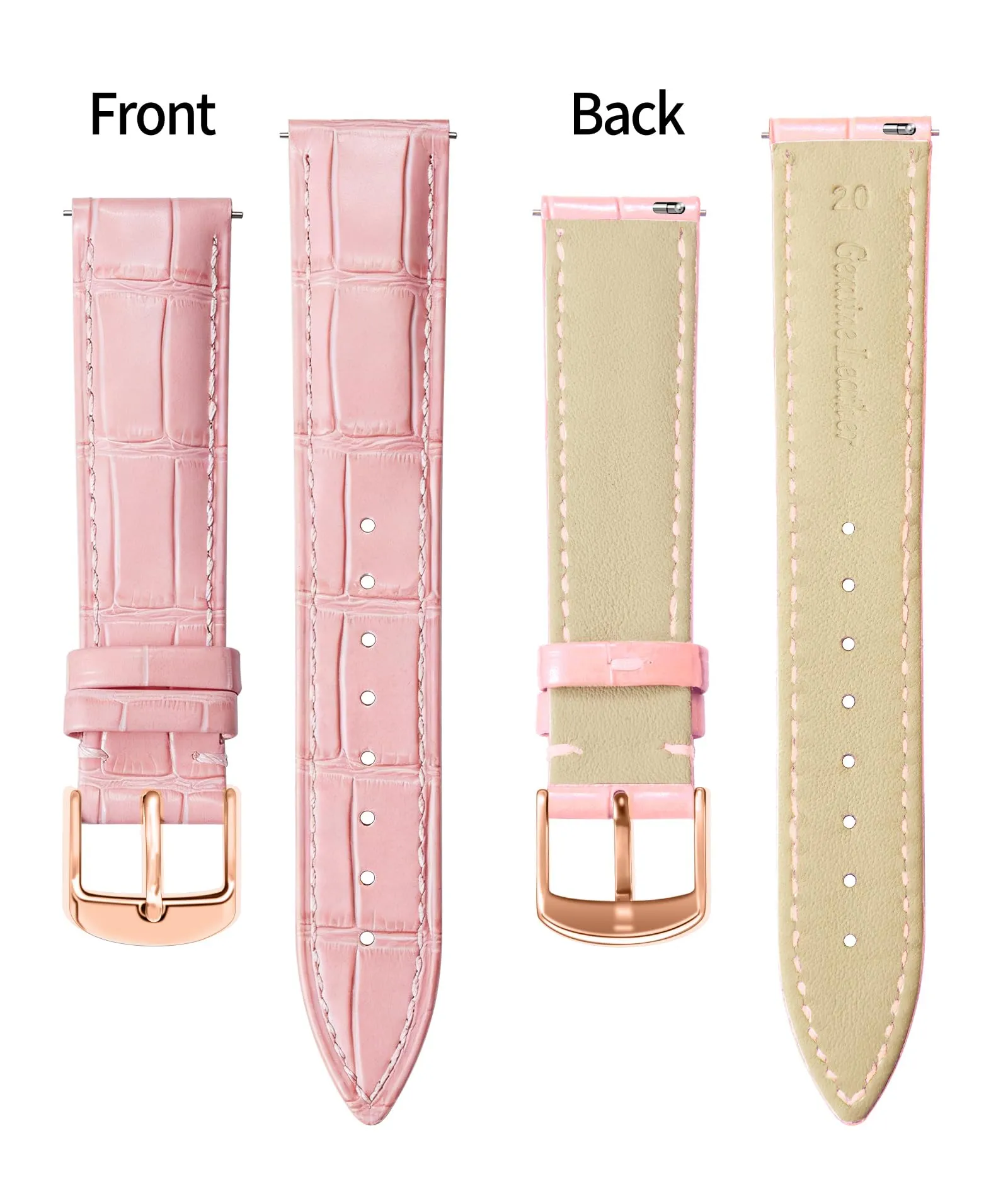 BINLUN Cinturino per Orologio in Pelle di Vitello a Sgancio Rapido 13mm Gr-rosa - immagine 2