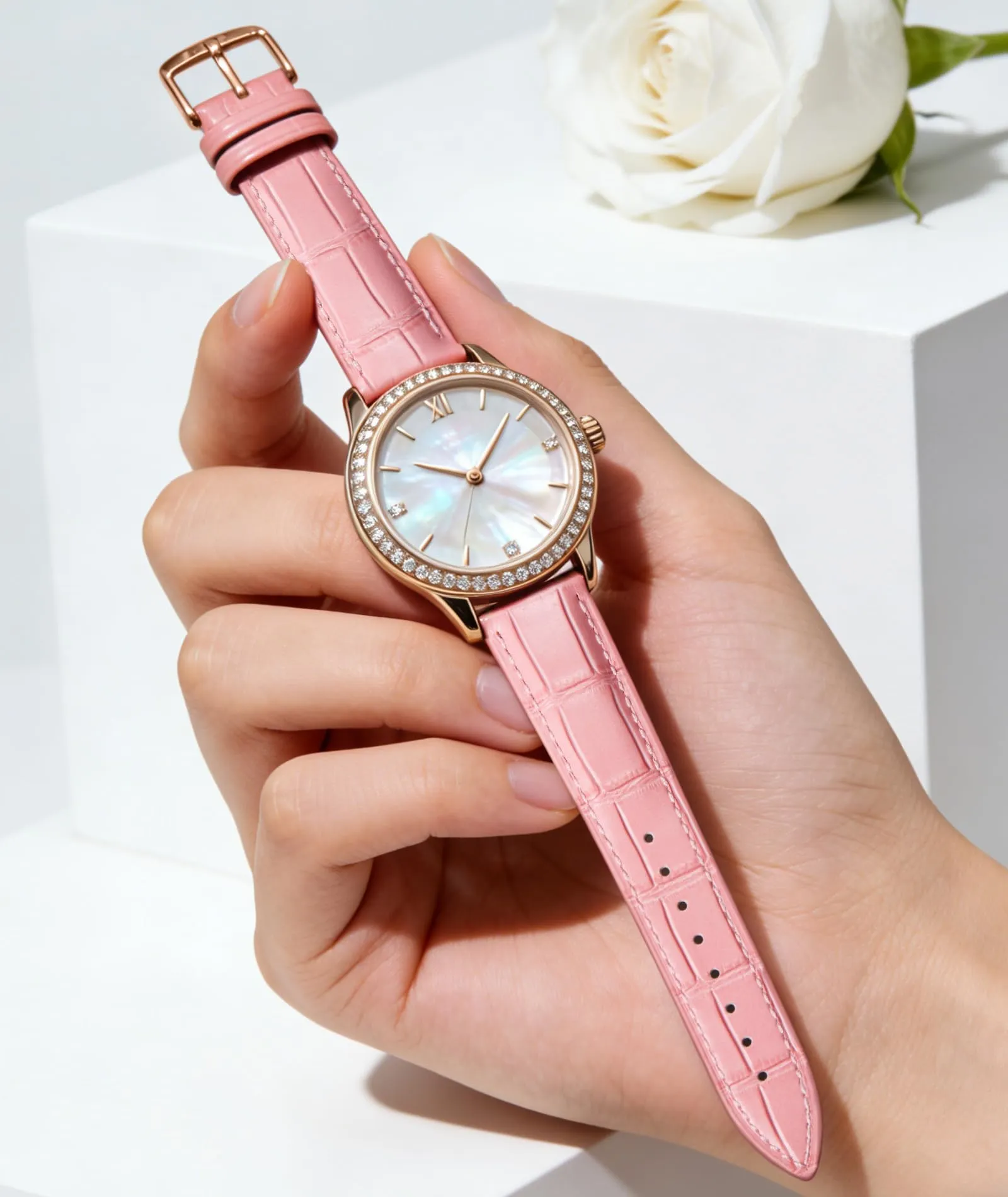 BINLUN Cinturino per Orologio in Pelle di Vitello a Sgancio Rapido 13mm Gr-rosa - immagine 4