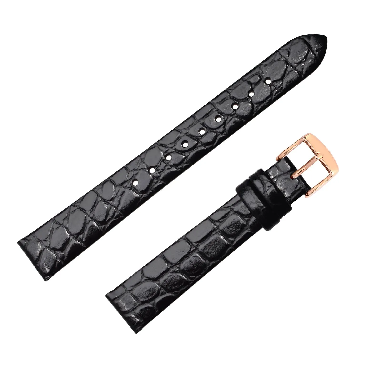BISONSTRAP Cinturino di Ricambio in Pelle per Orologi Donna, 16mm, Nero con Fibbia in Oro Rosa - immagine 8