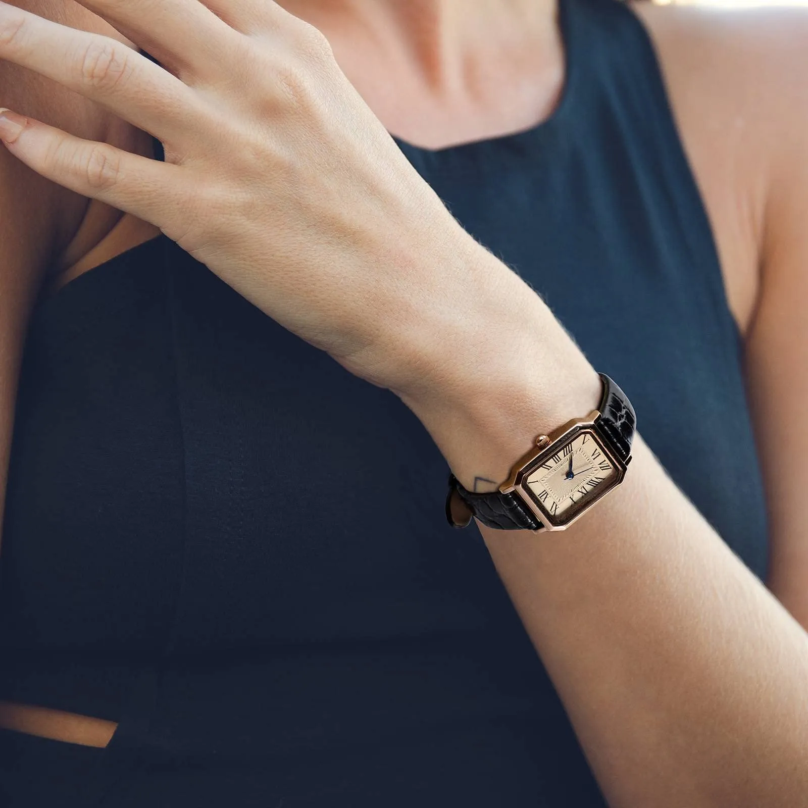 BISONSTRAP Cinturino in Pelle per Orologi Donna, 12mm, Nero con Fibbia in Argento - immagine 2