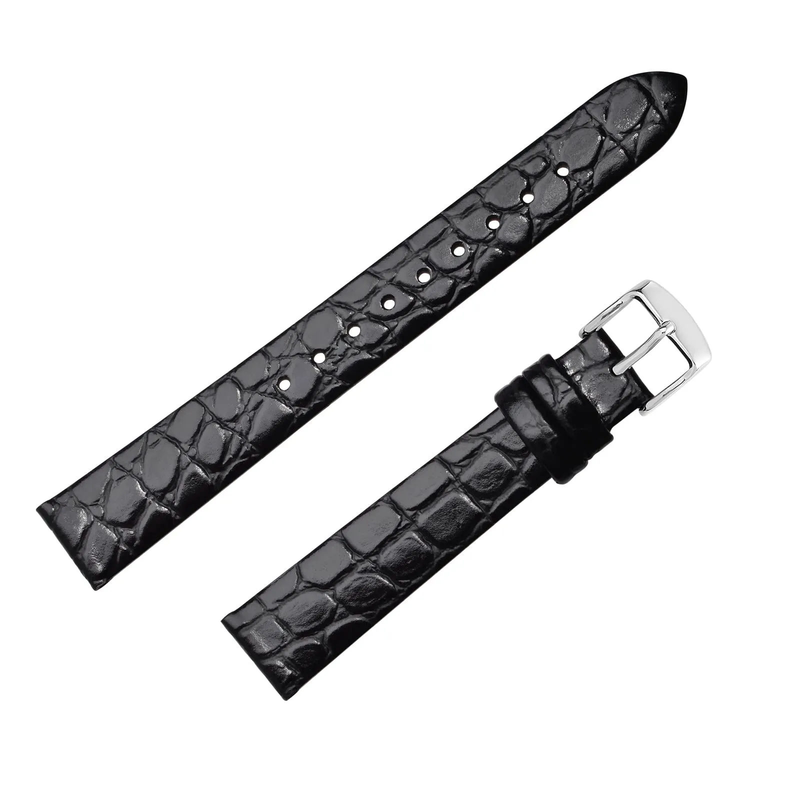 BISONSTRAP Cinturino in Pelle per Orologi Donna, 12mm, Nero con Fibbia in Argento - immagine 8