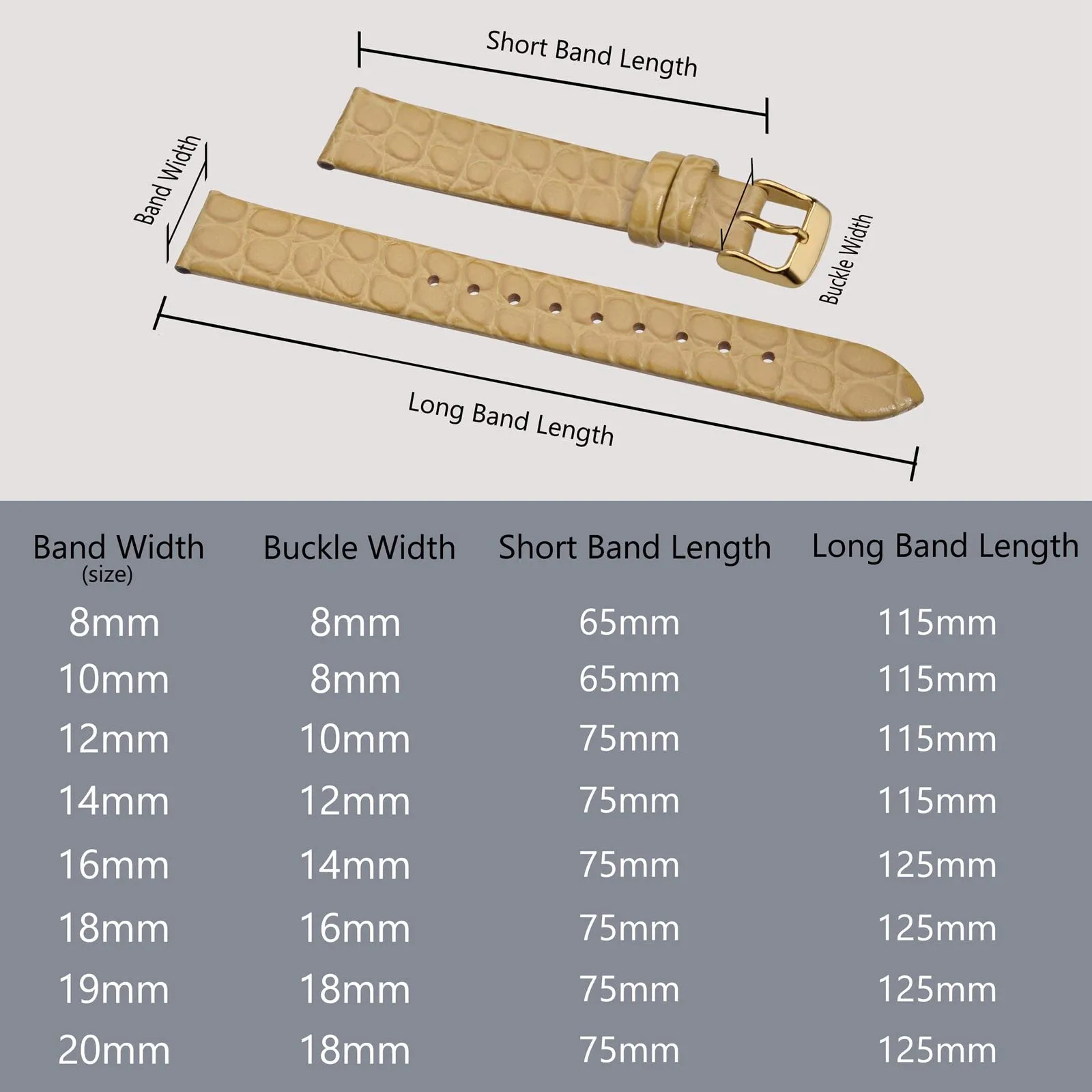 BISONSTRAP Cinturino in Pelle per Orologio Donna, 18mm, Grano con Fibbia Oro - immagine 5