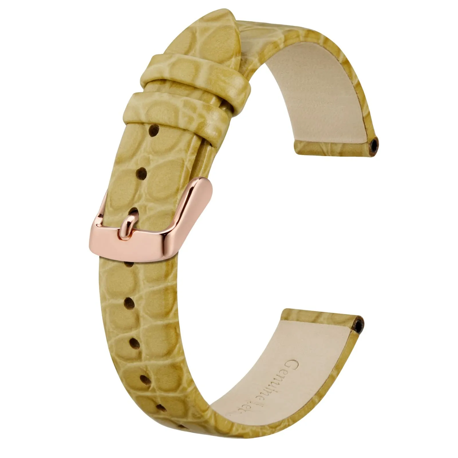 BISONSTRAP Cinturino di Ricambio in Pelle per Orologi Donna, 20mm, Grano con Fibbia in Oro Rosa - immagine 1