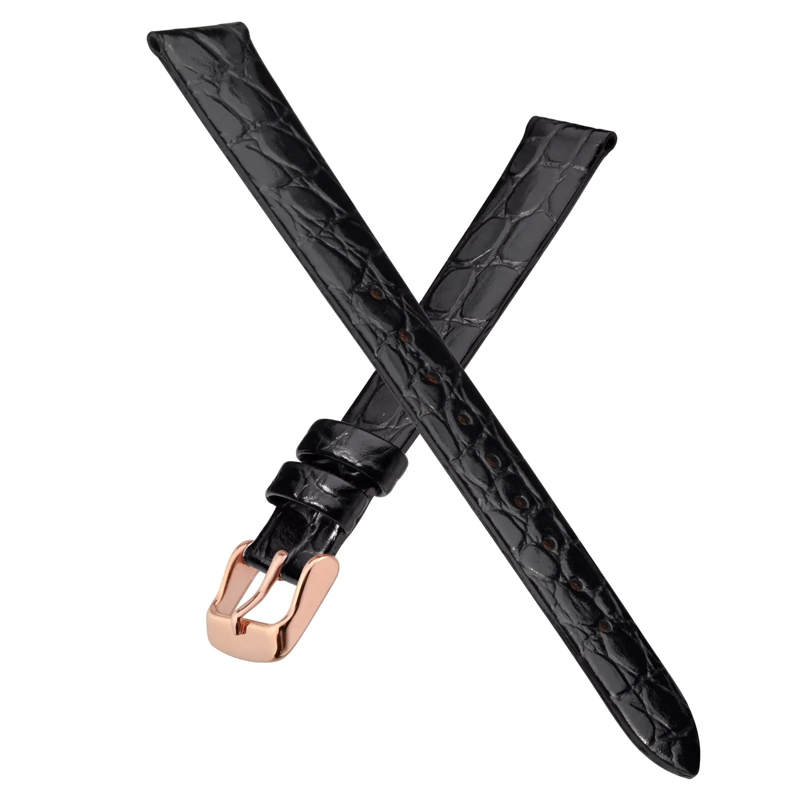 BISONSTRAP Cinturino in Pelle per Orologi Donna, 20mm, Nero con Fibbia in Oro Rosa - immagine 3