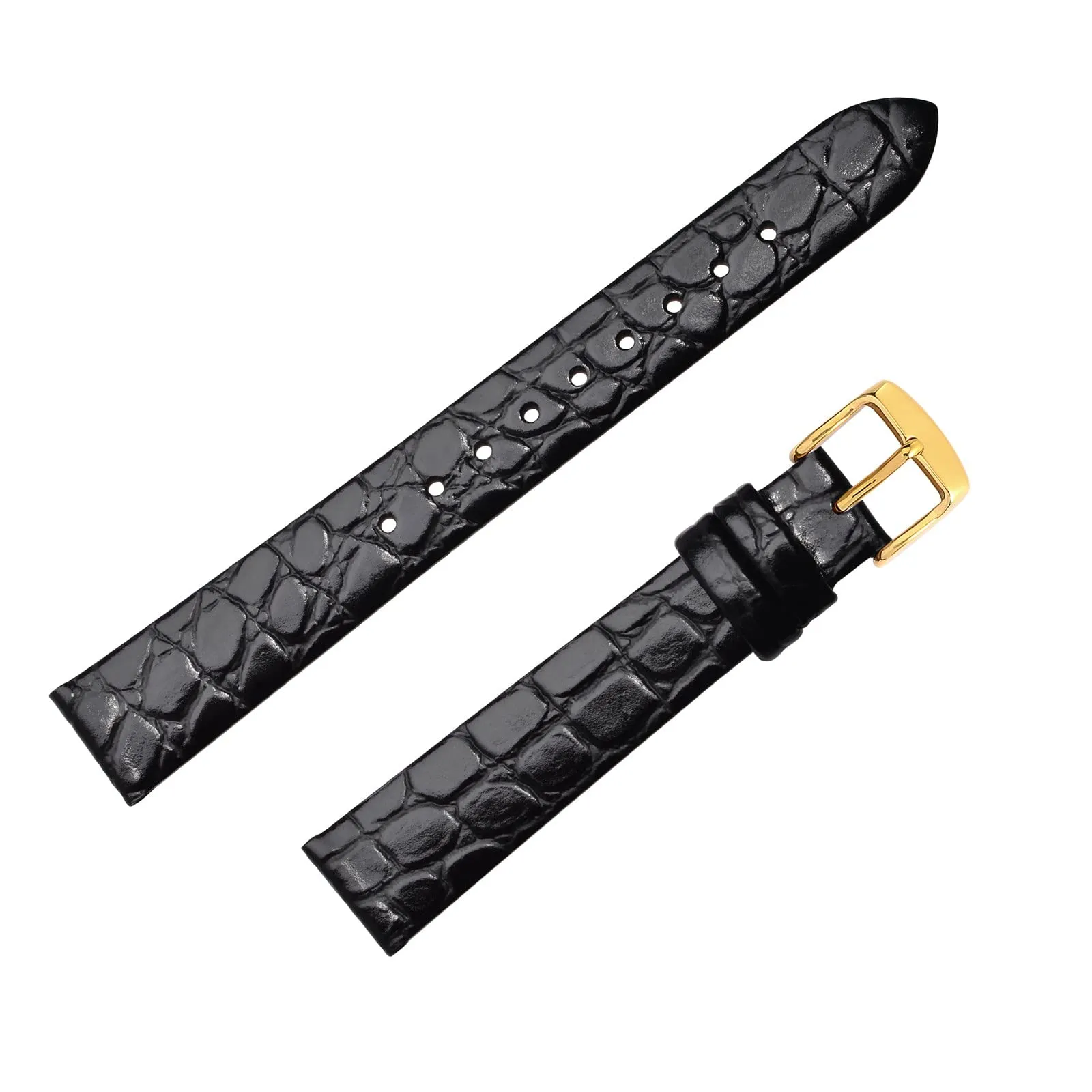 BISONSTRAP Cinturino di Ricambio in Pelle per Orologi Donna, 12mm, Nero con Fibbia Oro - immagine 8