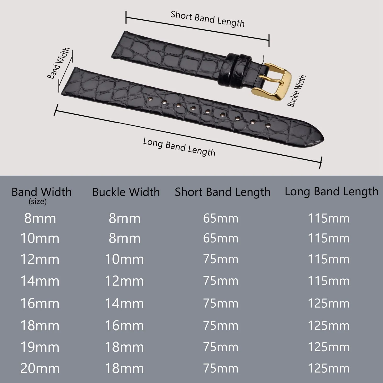 BISONSTRAP Cinturini per Orologi Donna in Vera Pelle, 10mm, Nero con Fibbia in Oro - immagine 5