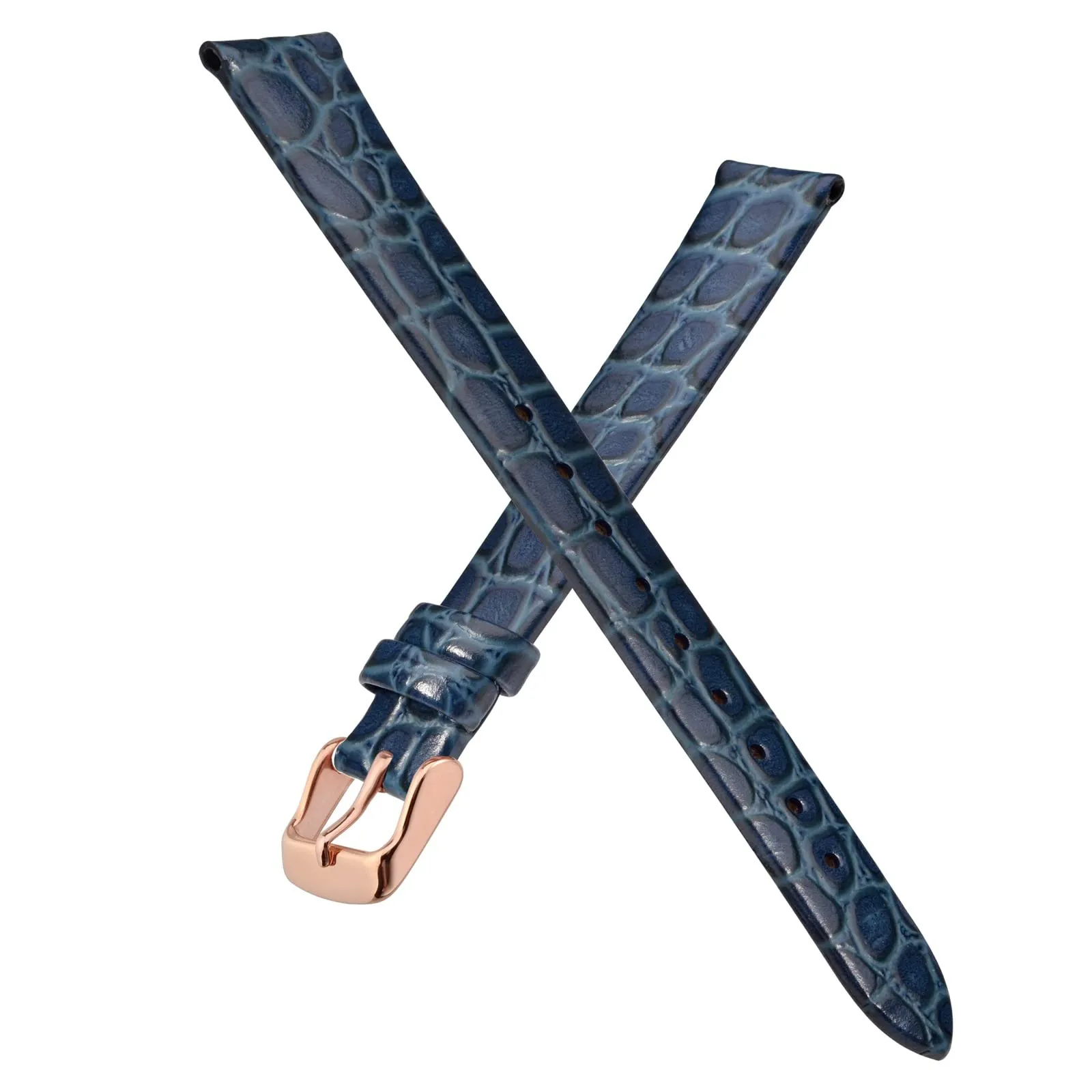 BISONSTRAP Cinturino per Orologi Donna in Pelle, 16mm, Blu con Fibbia in Oro Rosa - immagine 3