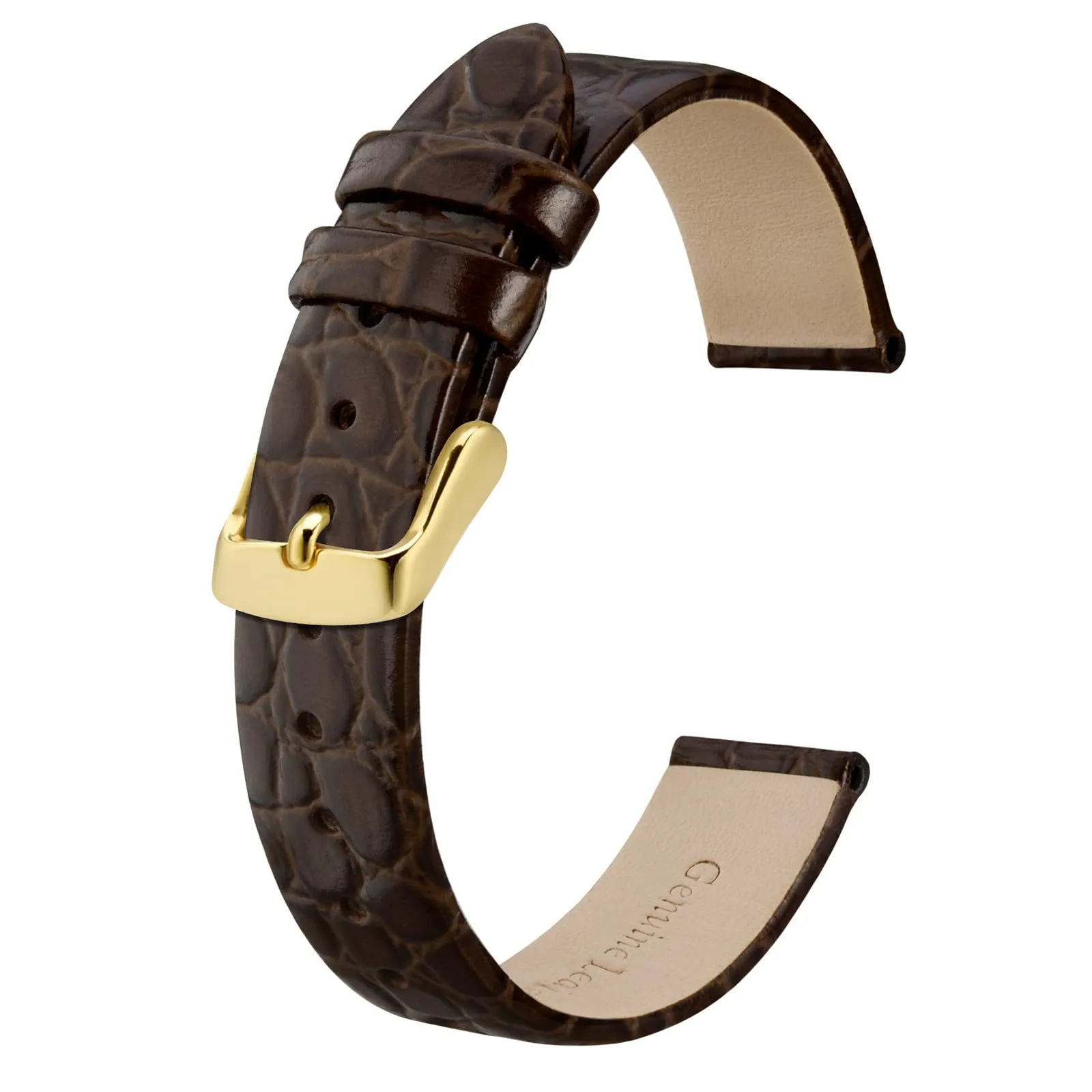 BISONSTRAP Cinturino di Ricambio in Pelle per Orologi Donna, 12mm, Marrone con Fibbia in Oro - immagine 1
