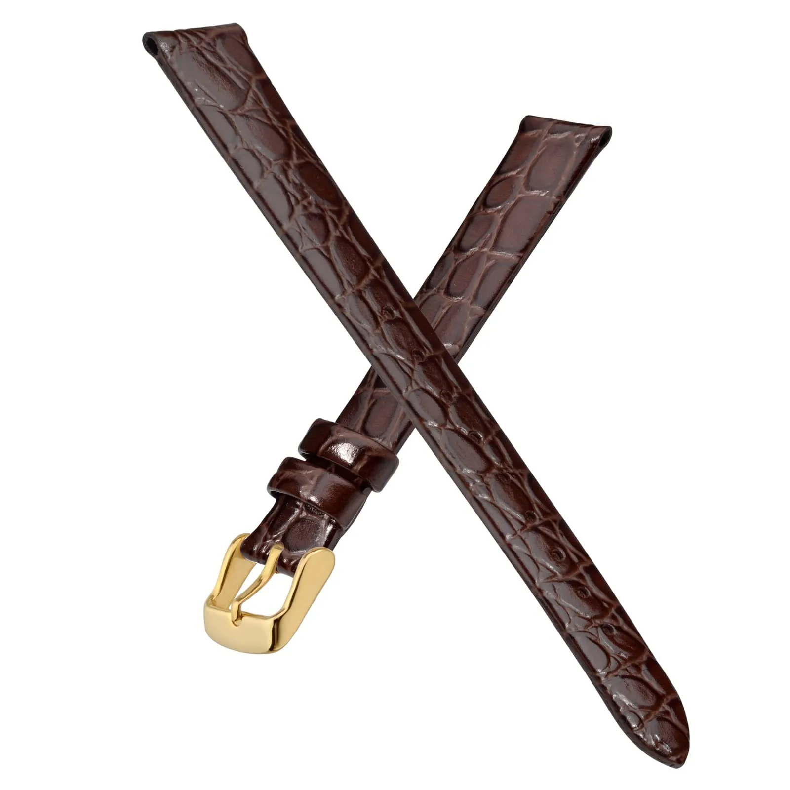 BISONSTRAP Cinturino di Ricambio in Pelle per Orologi Donna, 16mm, Marrone con Fibbia in Oro - immagine 3