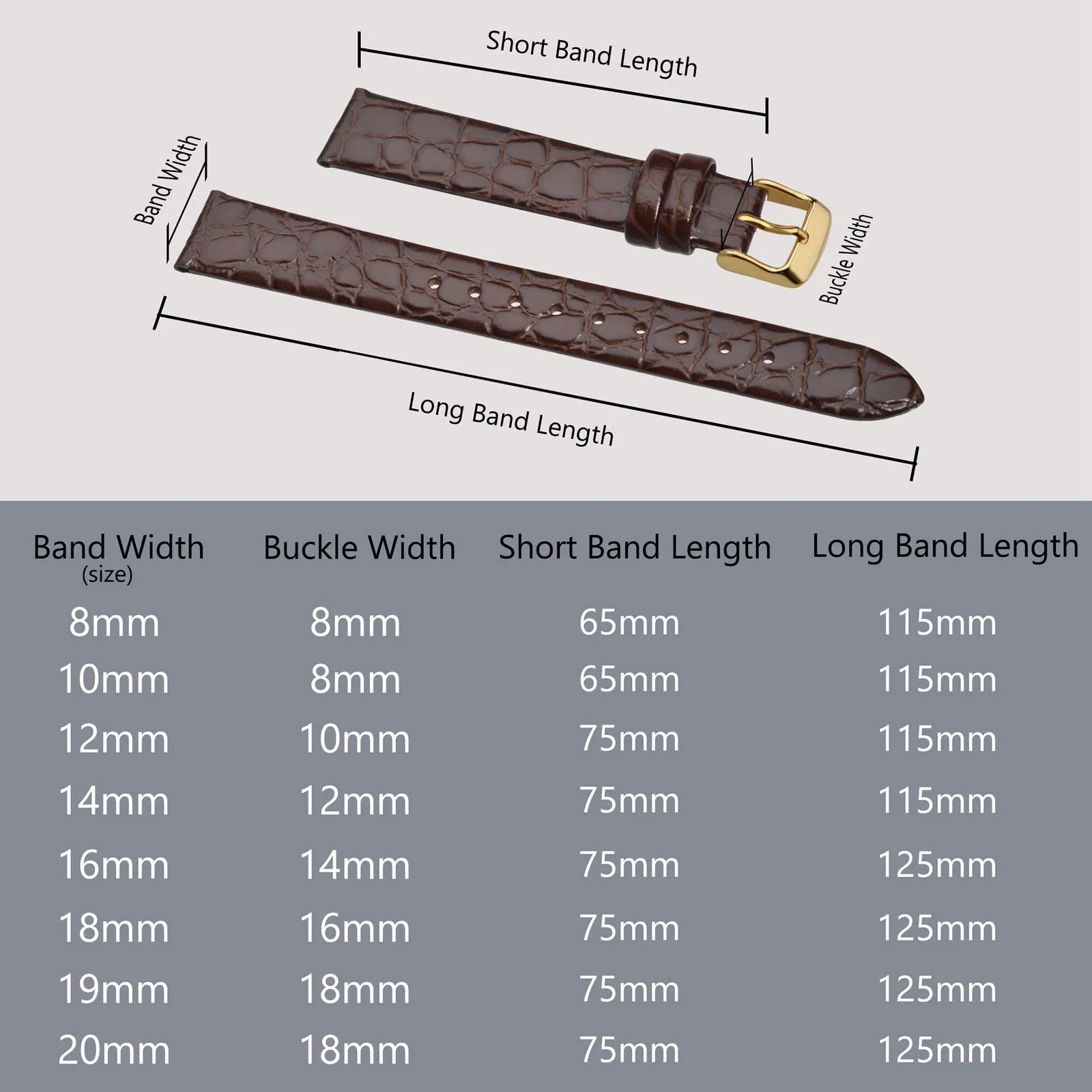 BISONSTRAP Cinturino in Pelle per Orologi Donna, 20mm, Marrone con Fibbia in Oro - immagine 5