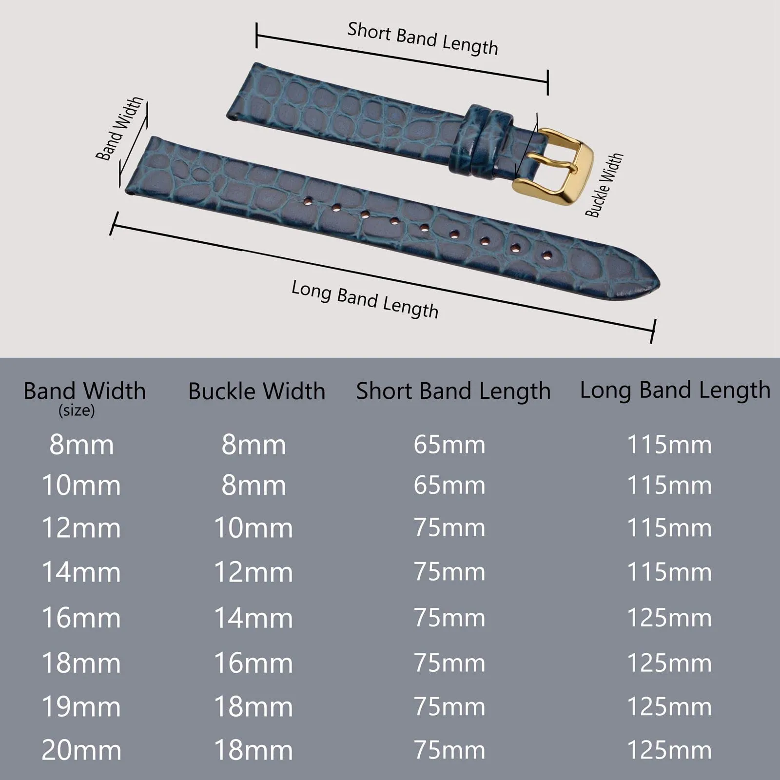 BISONSTRAP Cinturino di Ricambio in Pelle per Orologi Donna, 10mm, Blu con Fibbia in Oro - immagine 5