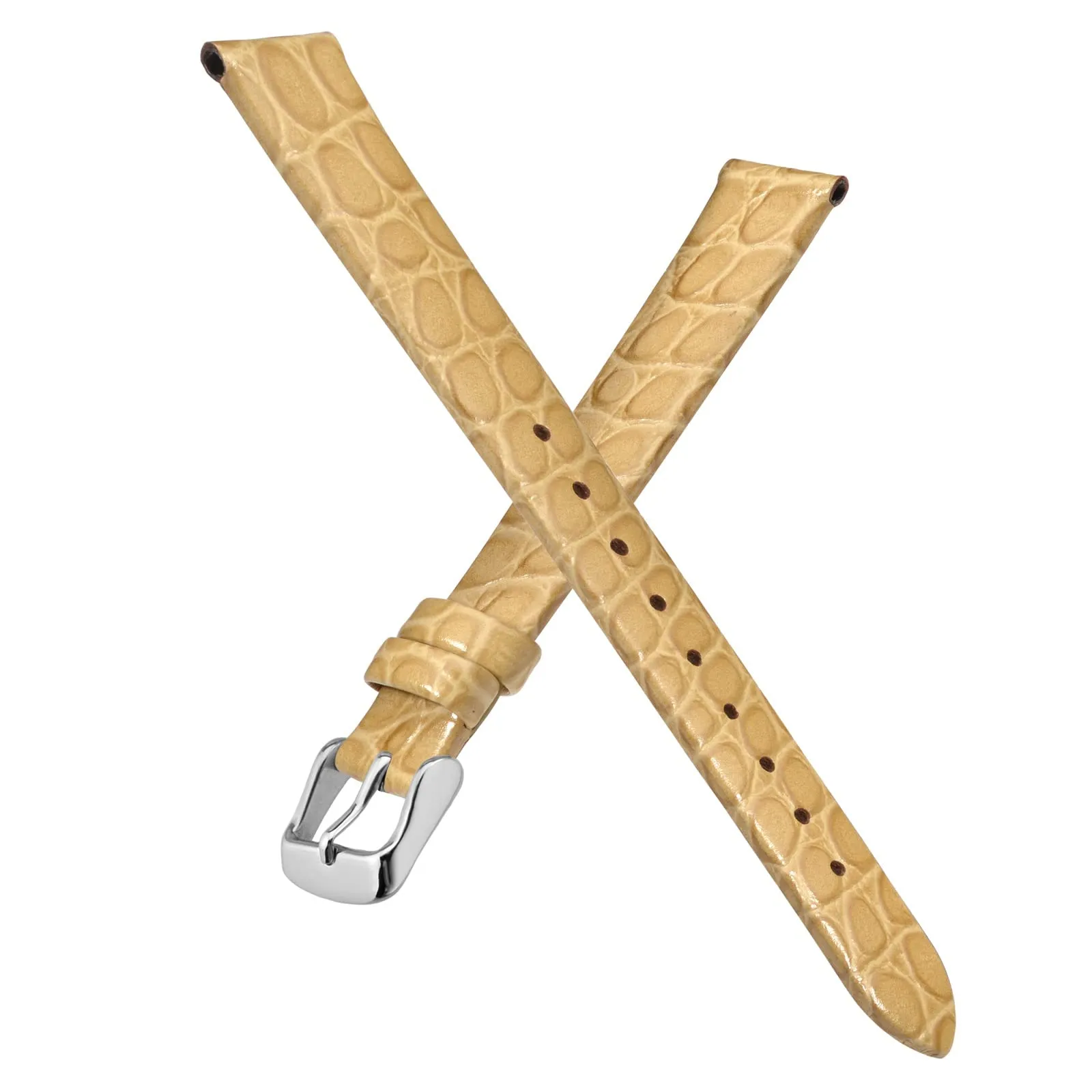 BISONSTRAP Cinturino di Ricambio in Pelle per Orologi Donna, 10mm, Grano con Fibbia in Argento - immagine 3