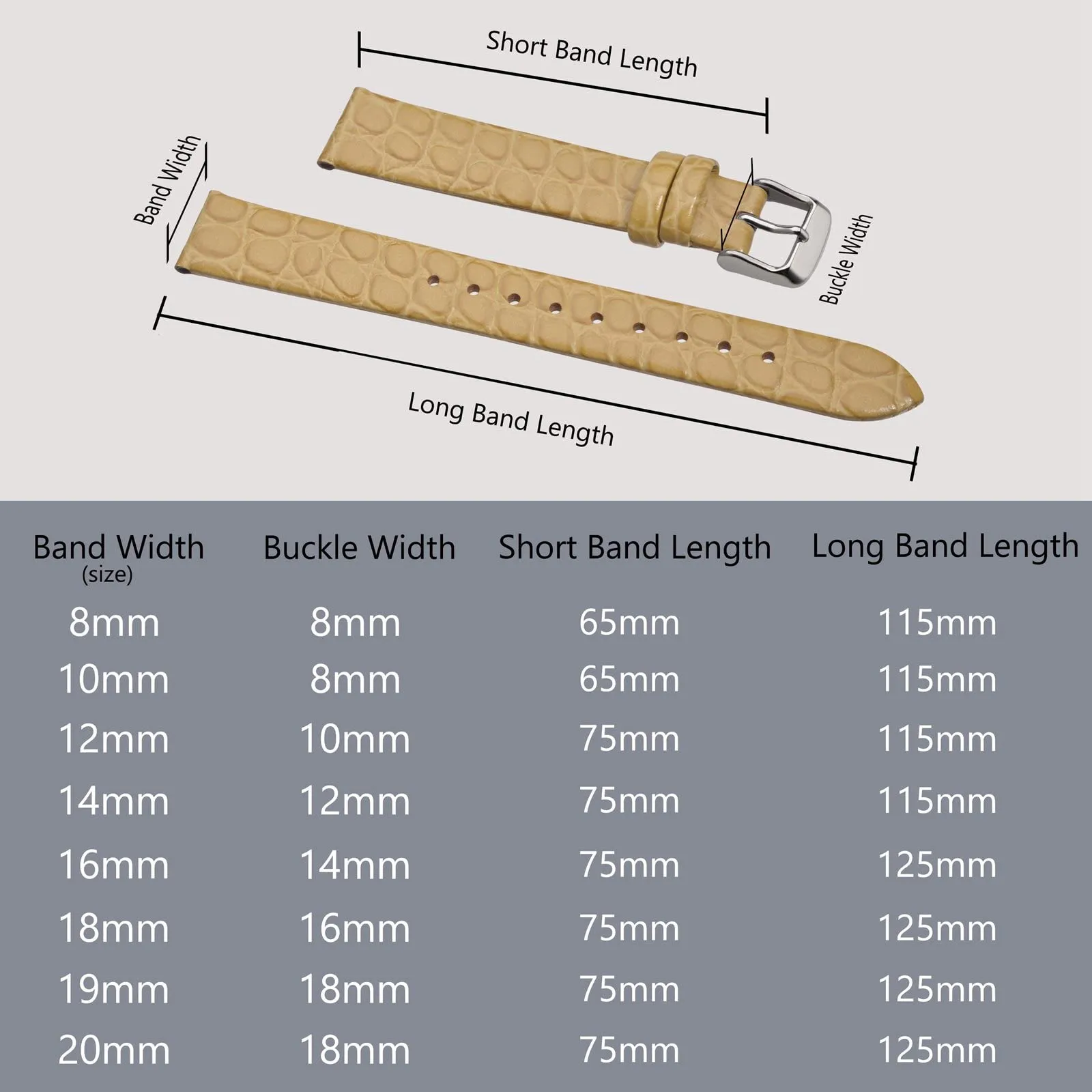 BISONSTRAP Cinturino di Ricambio in Pelle per Orologi Donna, 10mm, Grano con Fibbia in Argento - immagine 5