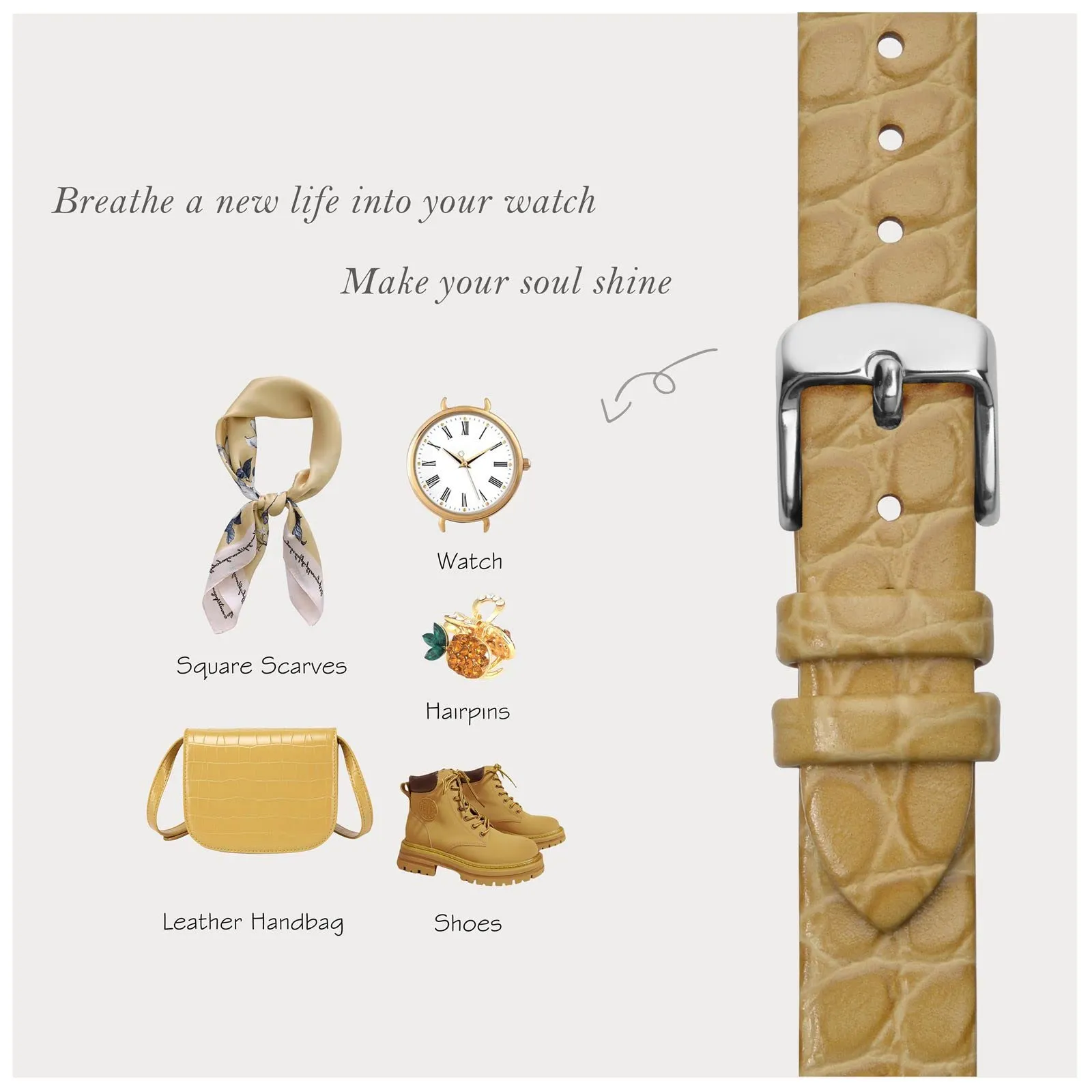 BISONSTRAP Cinturino di Ricambio in Pelle per Orologi Donna, 10mm, Grano con Fibbia in Argento - immagine 7