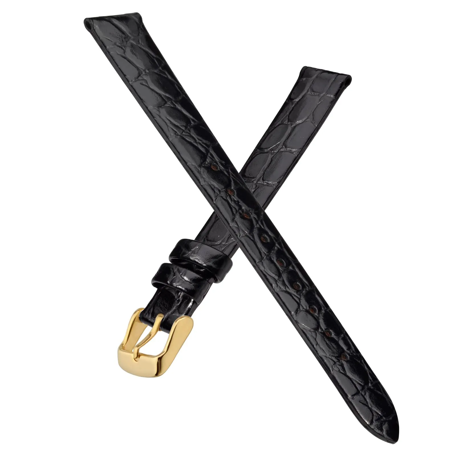 BISONSTRAP Cinturino di Ricambio in Pelle per Orologi Donna, 18mm, Nero con Fibbia in Oro - immagine 3