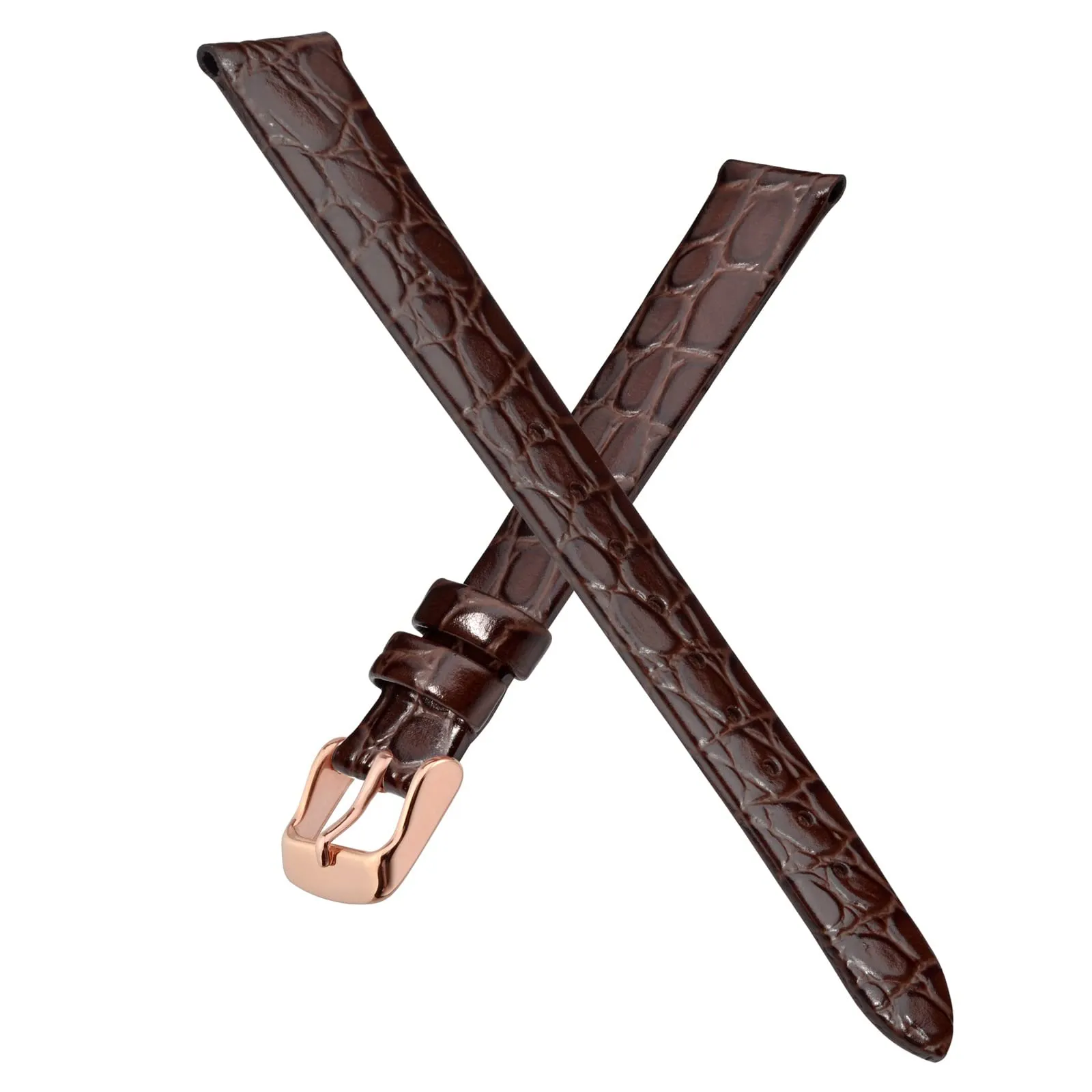 BISONSTRAP Cinturino di Ricambio in Pelle per Orologi Donna, 10mm, Marrone con Fibbia in Oro Rosa - immagine 3