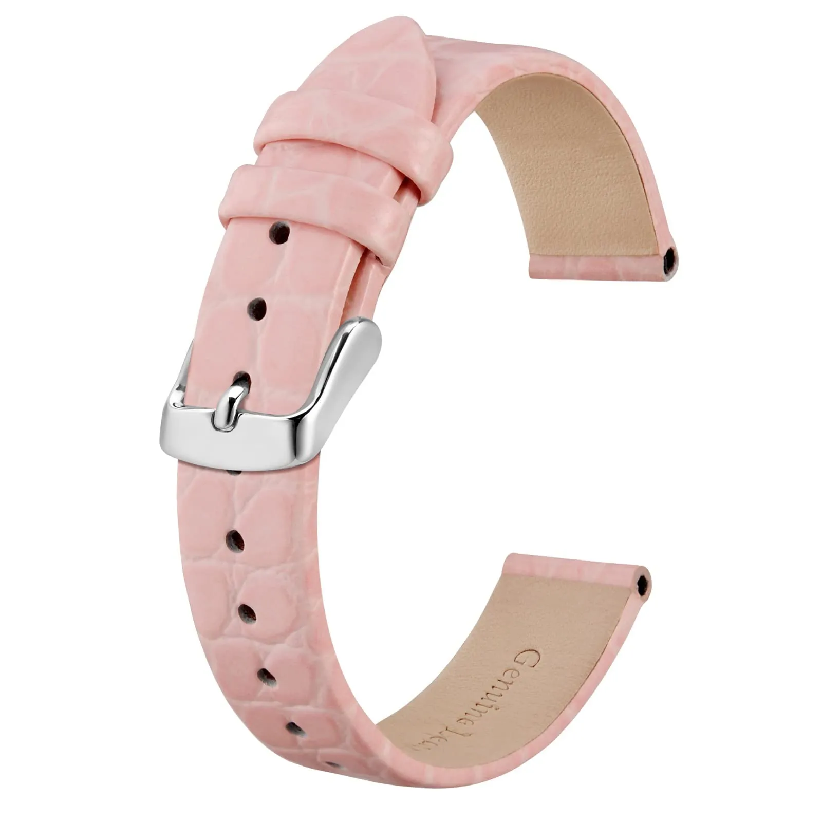 BISONSTRAP Cinturino di Ricambio per Orologi Donna, 18mm, Rosa con Fibbia in Argento - immagine 1