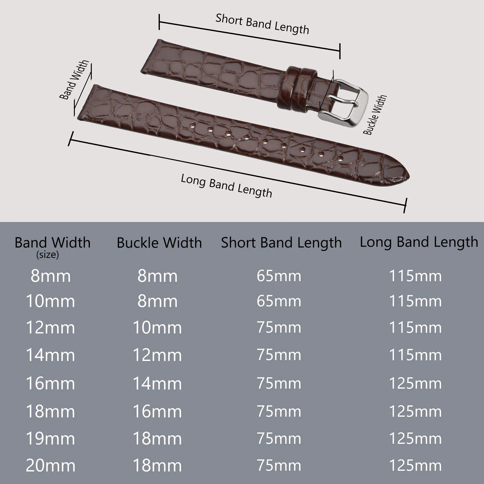 BISONSTRAP Cinturino di Ricambio in Pelle per Orologi Donna, 8mm, Marrone con Fibbia in Argento - immagine 5