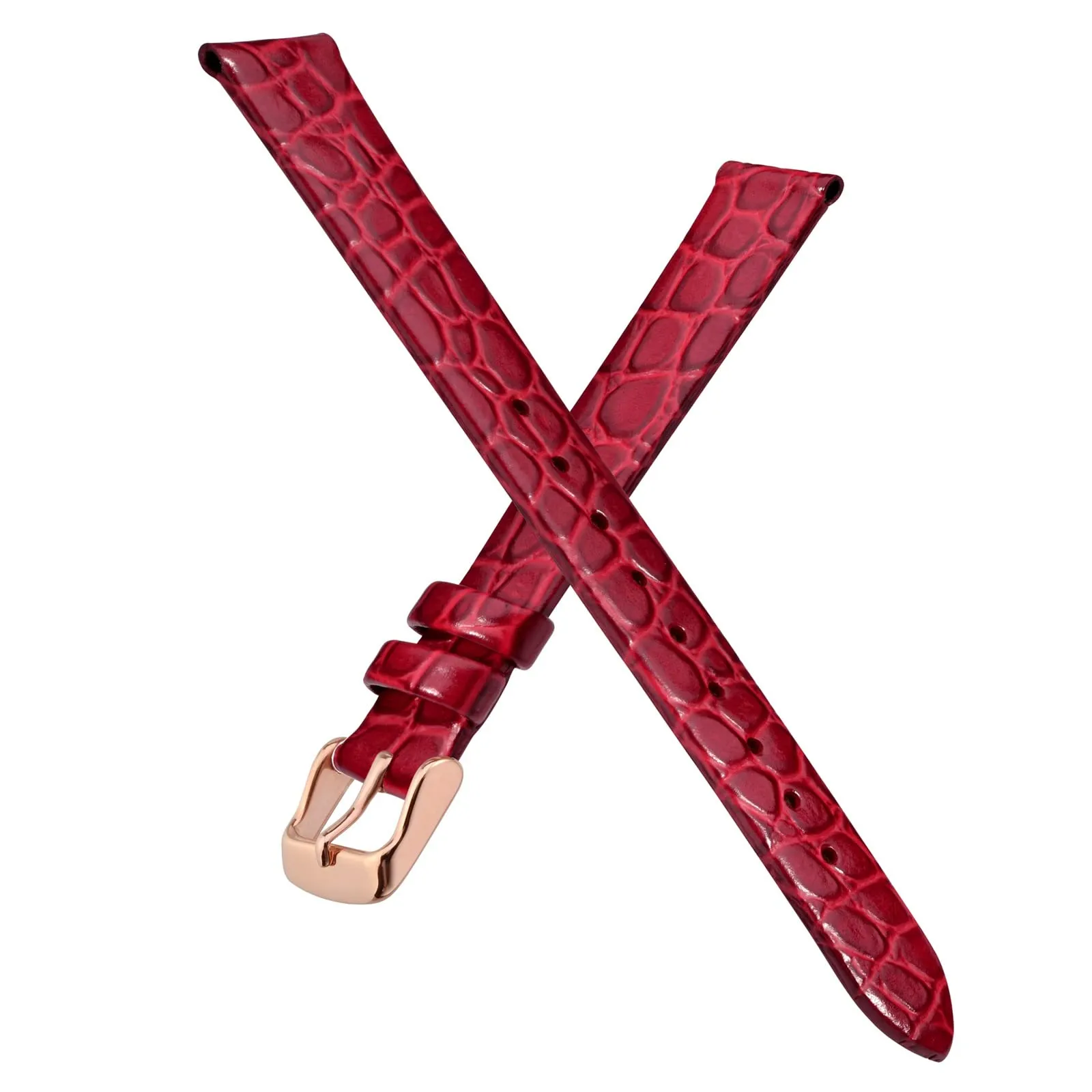 BISONSTRAP Cinturino di Ricambio in Pelle per Orologi Donna, 16mm, Rosso con Fibbia in Oro Rosa - immagine 3