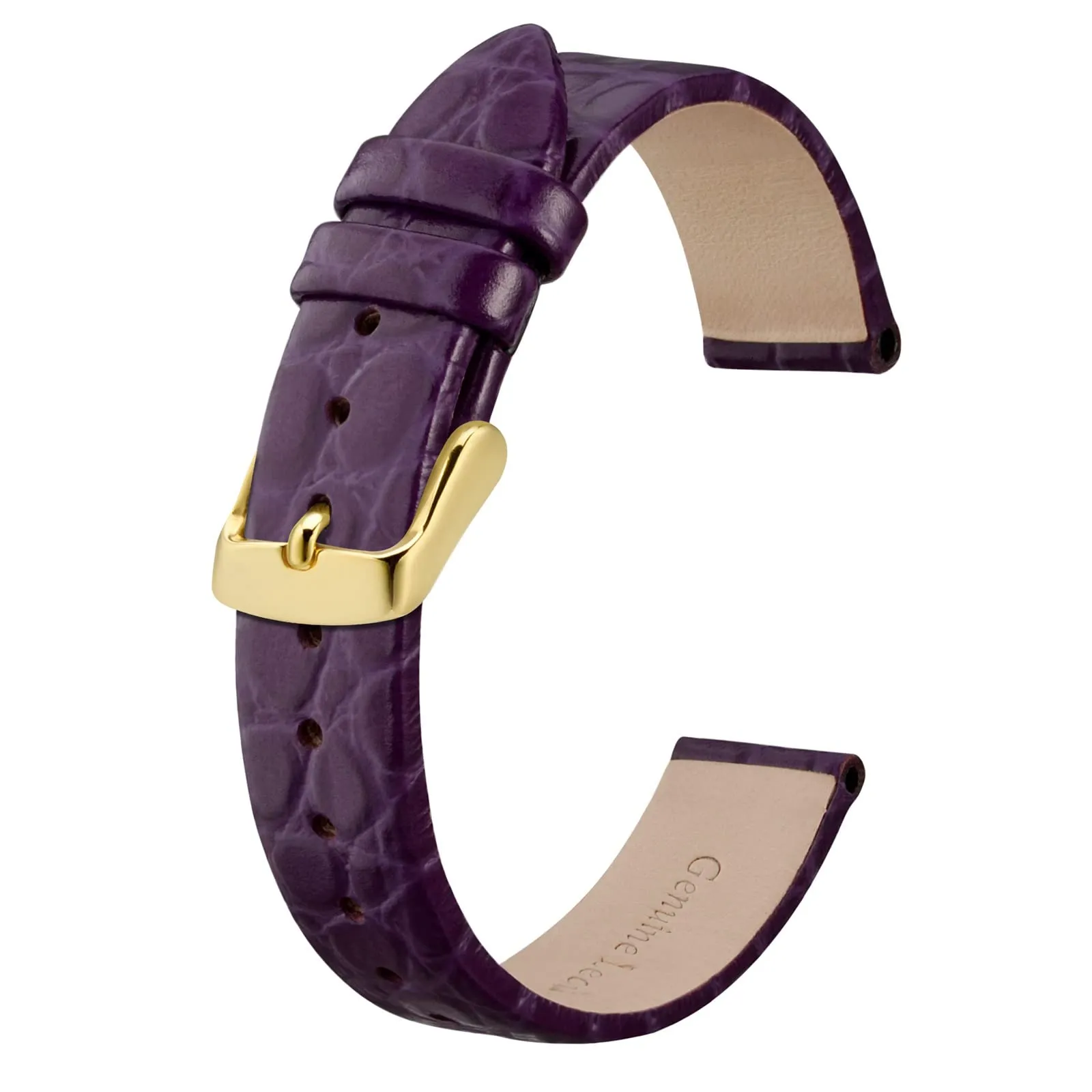 BISONSTRAP Cinturino in Pelle per Orologi Donna, 20mm, Viola con Fibbia in Oro - immagine 1