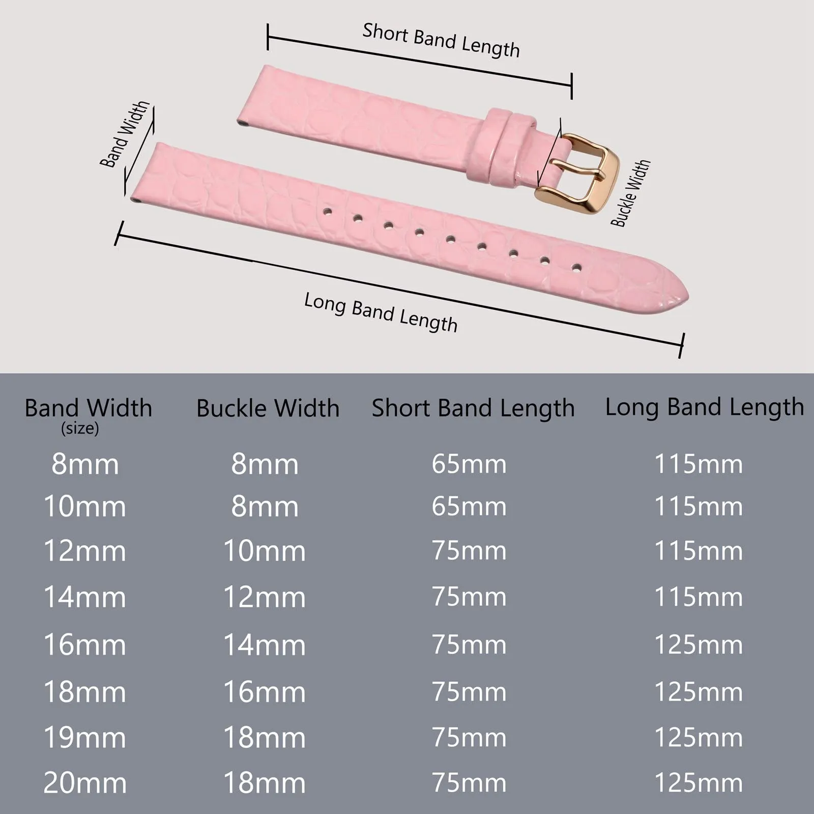 BISONSTRAP Cinturino di Ricambio in Pelle per Orologi Donna, 10mm, Rosa con Fibbia in Oro Rosa - immagine 5
