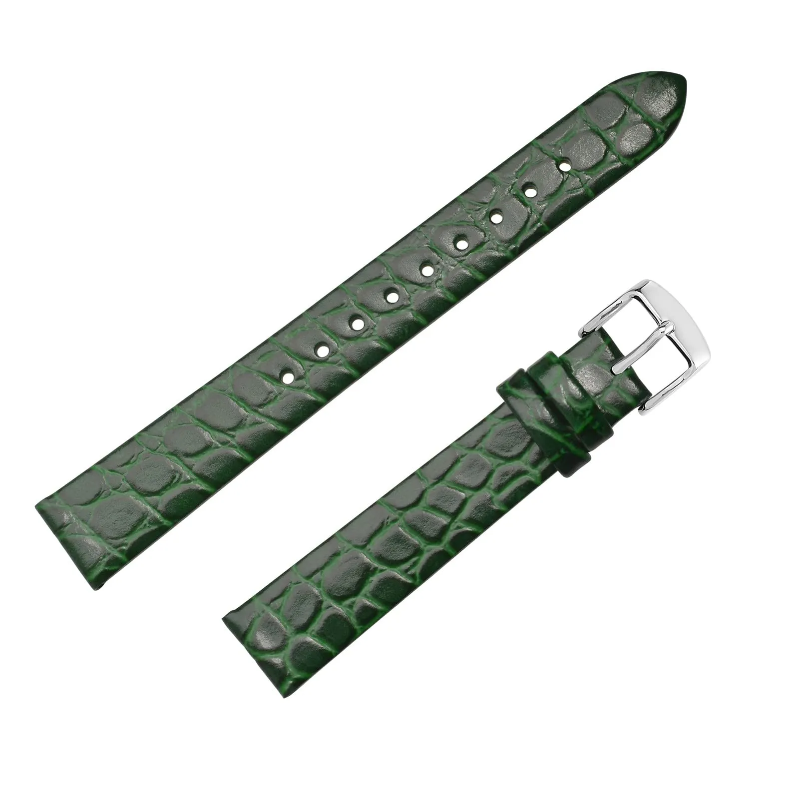 BISONSTRAP Cinturino di Ricambio in Pelle per Orologi Donna, 16mm, Verde con Fibbia Argento - immagine 8