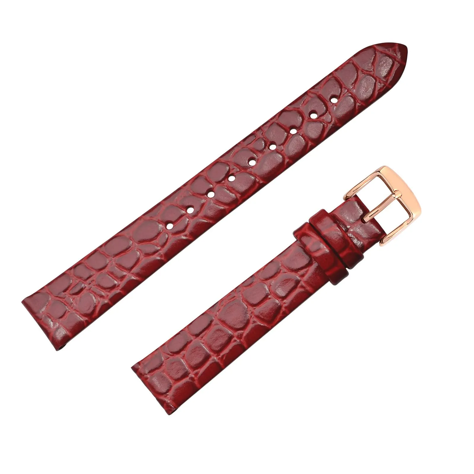 BISONSTRAP Cinturino di Ricambio in Pelle per Orologi Donna, 12mm, Rosso con Fibbia in Oro Rosa - immagine 8