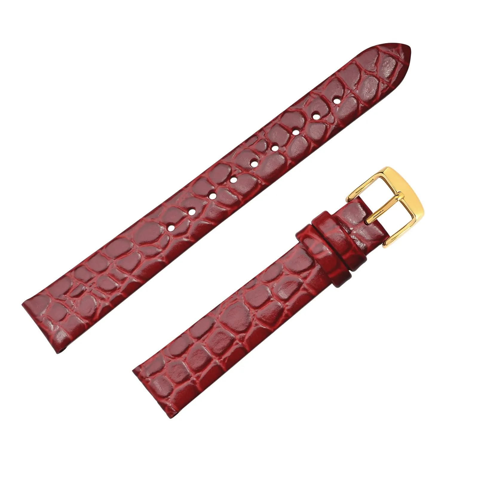 BISONSTRAP Cinturino di Ricambio in Pelle per Orologi Donna, 16mm, Rosso con Fibbia Oro - immagine 8
