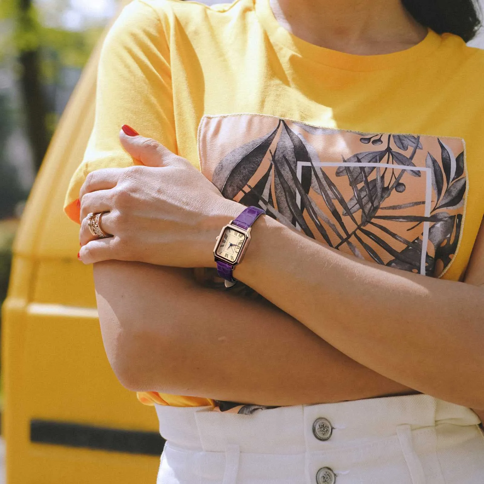 BISONSTRAP Cinturino di Ricambio in Pelle per Orologi Donna, 20mm, Viola con Fibbia in Argento - immagine 2