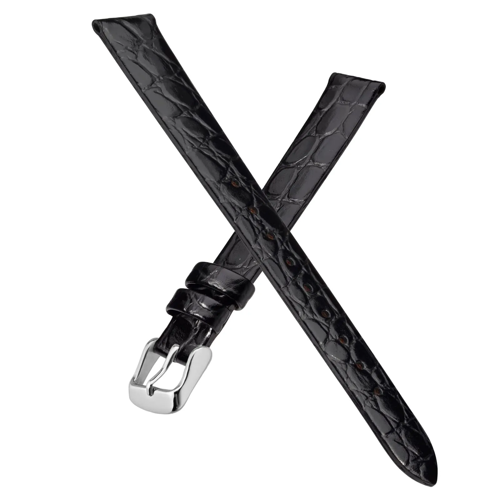 BISONSTRAP Cinturino in Pelle per Orologi Donna, 8mm, Nero con Fibbia in Argento - immagine 3