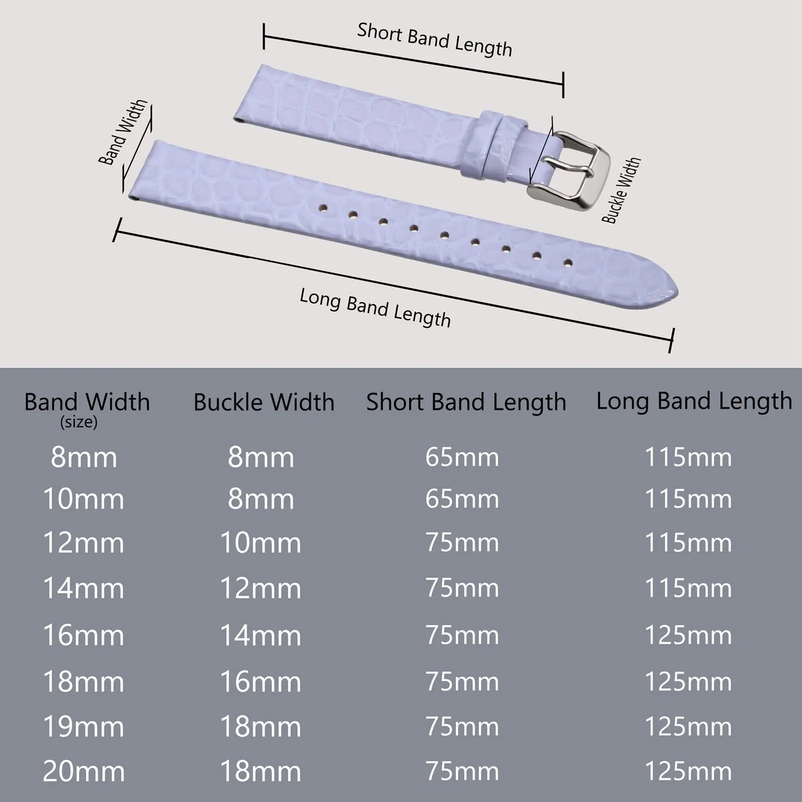 BISONSTRAP Cinturino per Orologi Donna, 16mm, Viola Chiaro con Fibbia in Argento - immagine 5