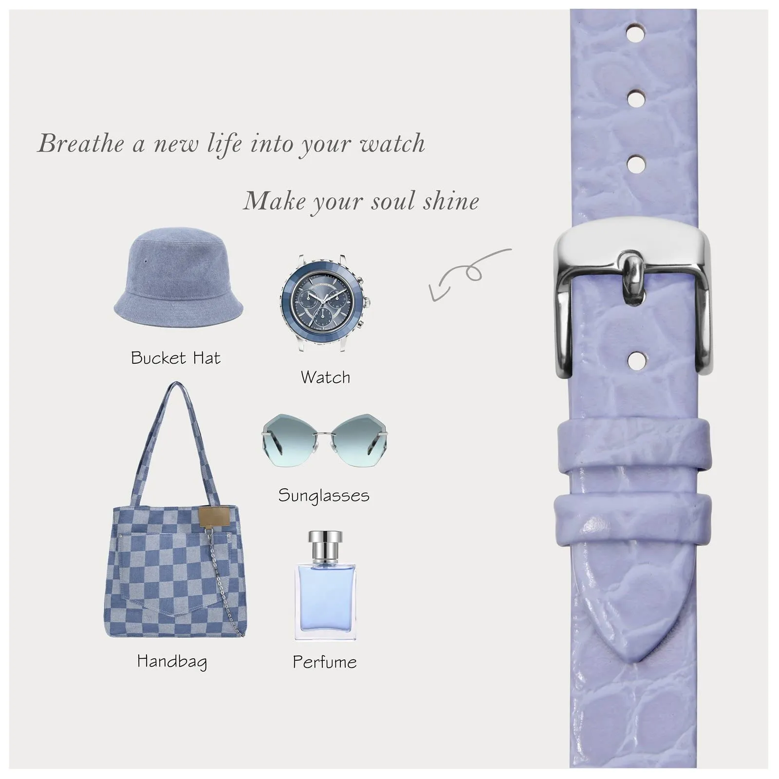 BISONSTRAP Cinturini per Orologi Donna, Pelle, 18mm, Viola Chiaro con Fibbia in Argento - immagine 7