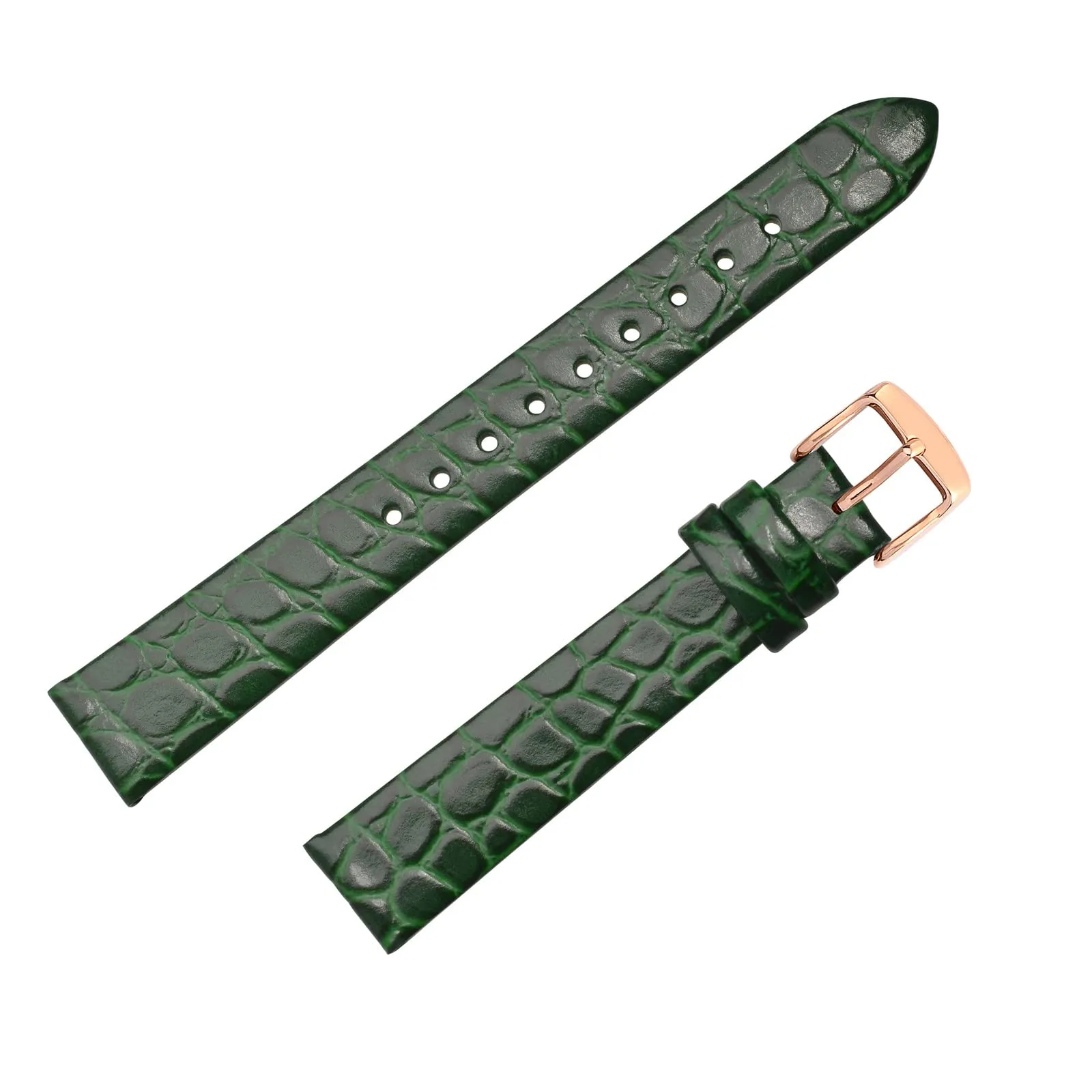 BISONSTRAP Cinturino di Ricambio in Pelle per Orologi Donna, 16mm, Verde con Fibbia in Oro Rosa - immagine 8