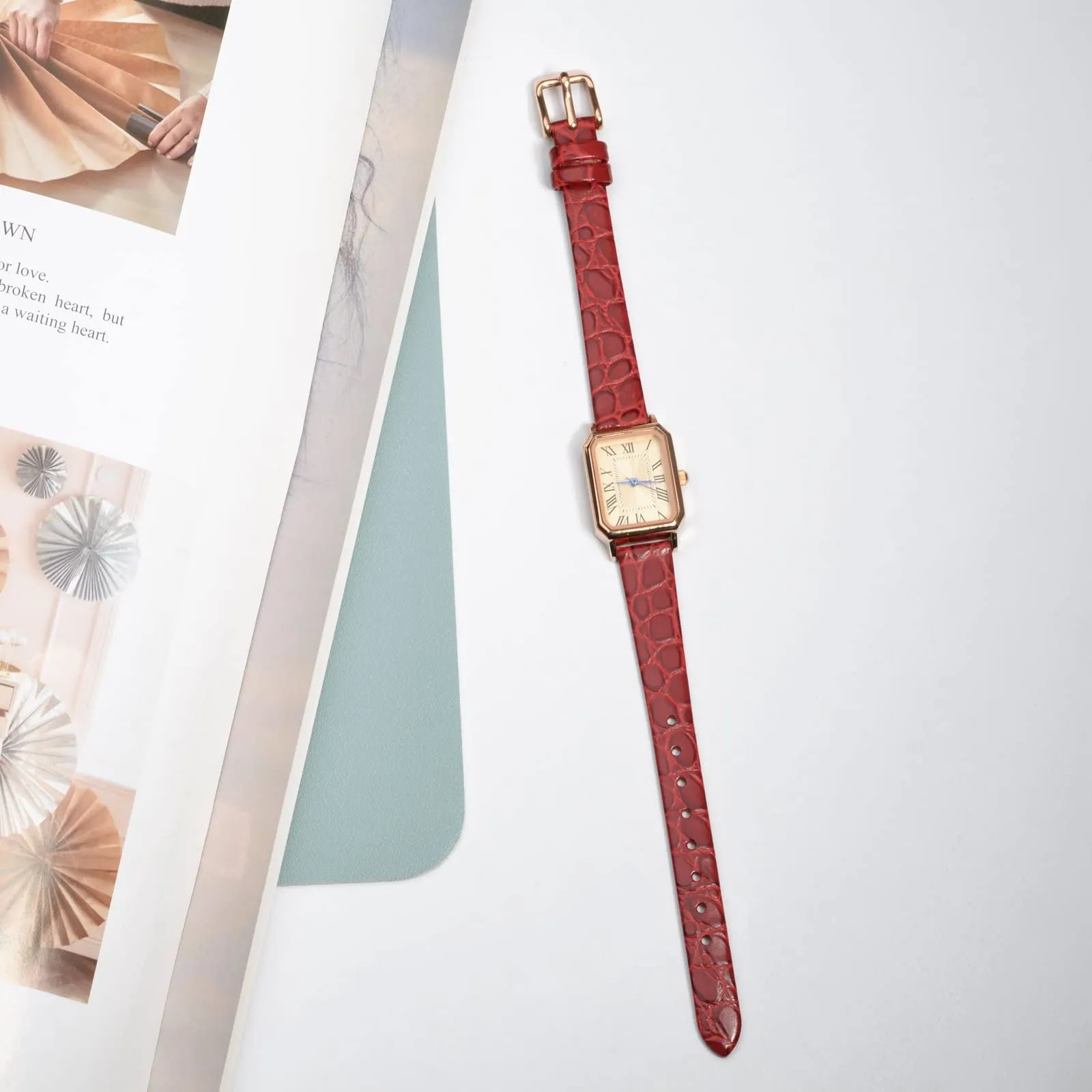 BISONSTRAP Cinturino in Pelle per Orologi Donna, 18mm, Rosso con Fibbia in Argento - immagine 6