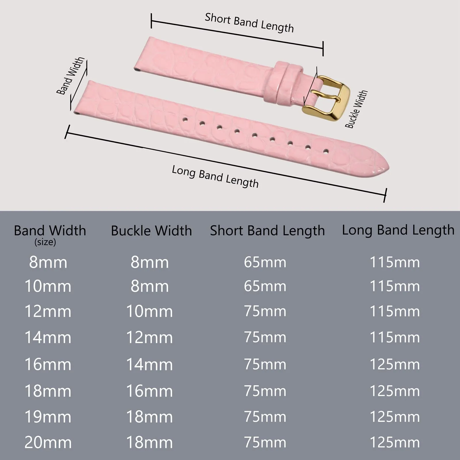 BISONSTRAP Cinturino di Ricambio in Pelle per Orologi Donna, 14mm, Rosa con Fibbia in Oro - immagine 5