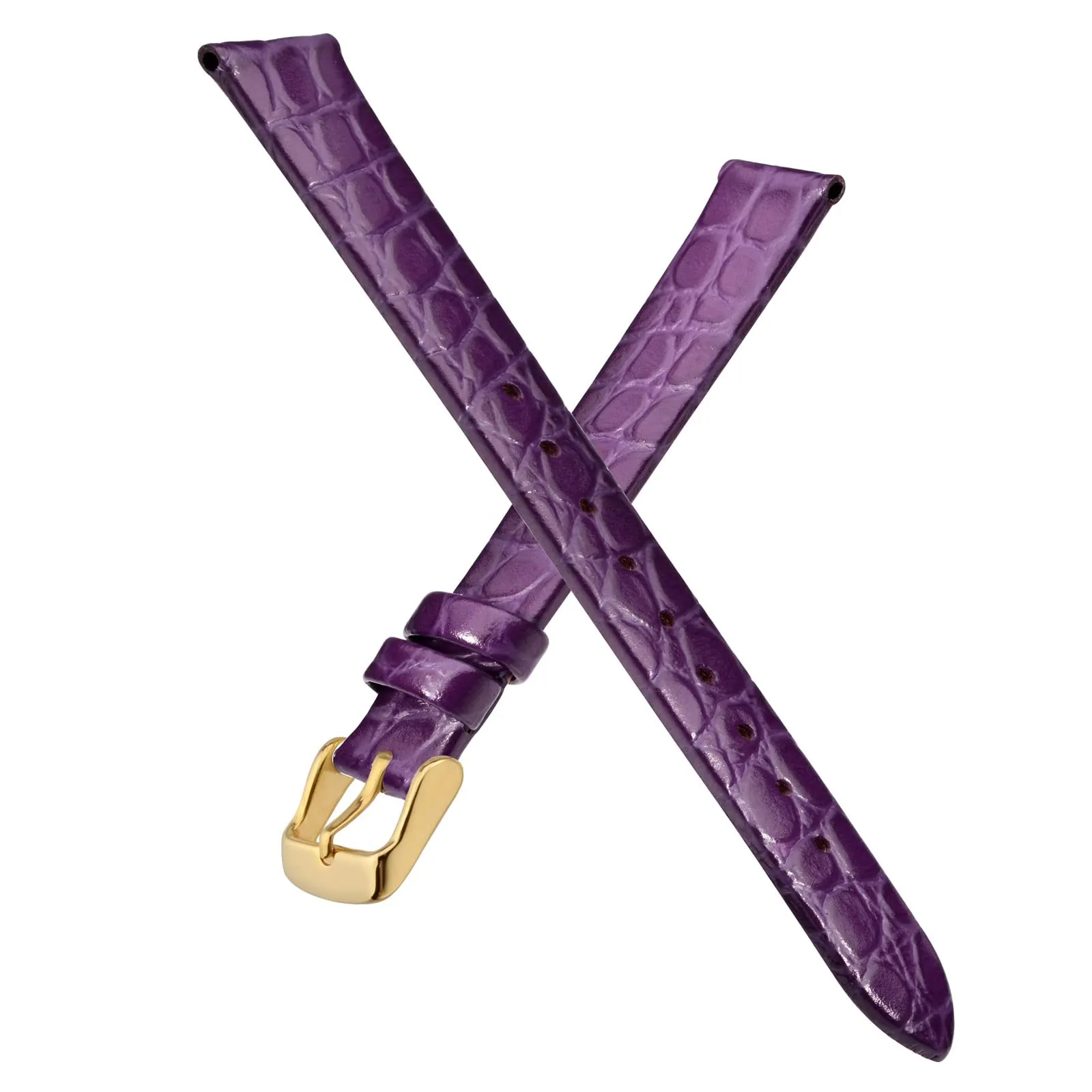 BISONSTRAP Cinturino di Ricambio in Pelle per Orologi Donna, 8mm, Viola con Fibbia Oro - immagine 3