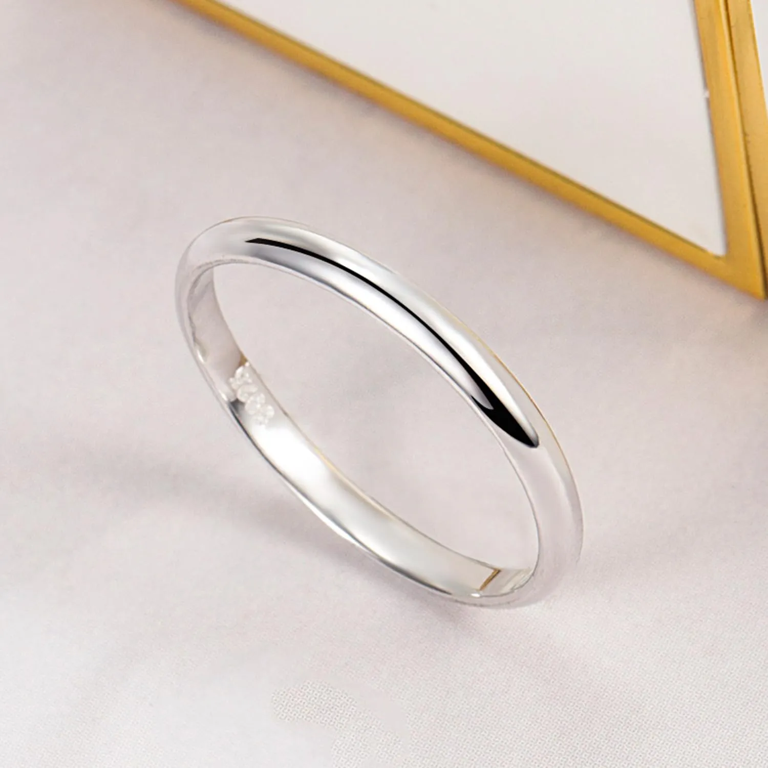 Dankadi Anello di Fidanzamento in Argento 925 Placcato Oro 3,5 mm, Taglia 8 - immagine 4