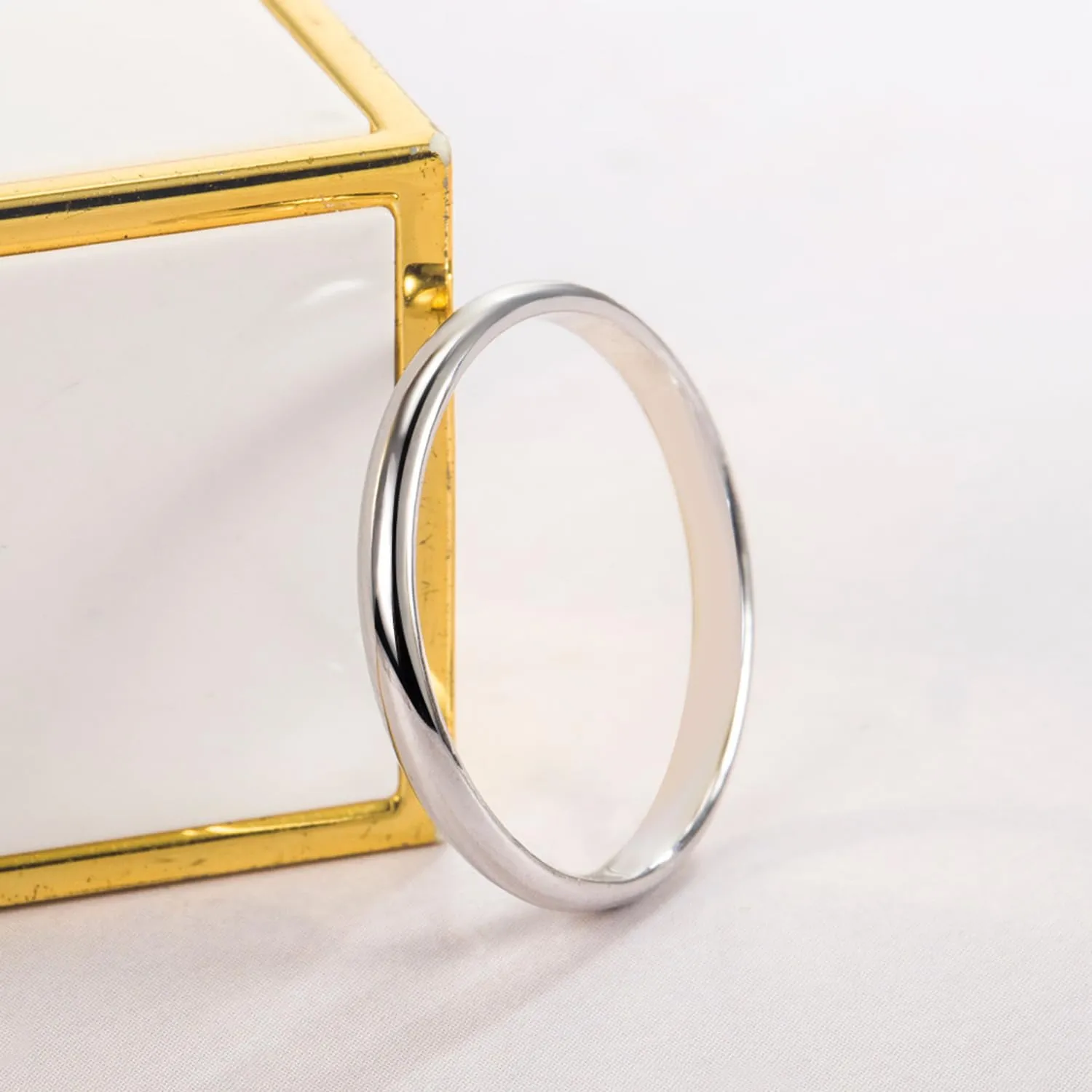 Dankadi Anello di fede in argento 925 placcato oro, Larghezza 3.5mm, Taglia 44-70mm - immagine 9