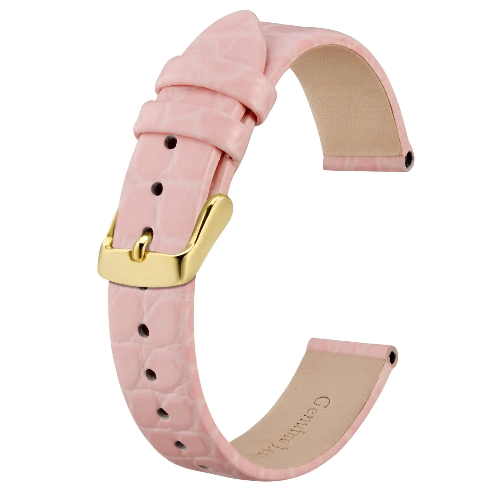 BISONSTRAP Cinturino di Ricambio in Pelle per Orologi Donna, 20mm, Rosa con Fibbia Oro - immagine 1