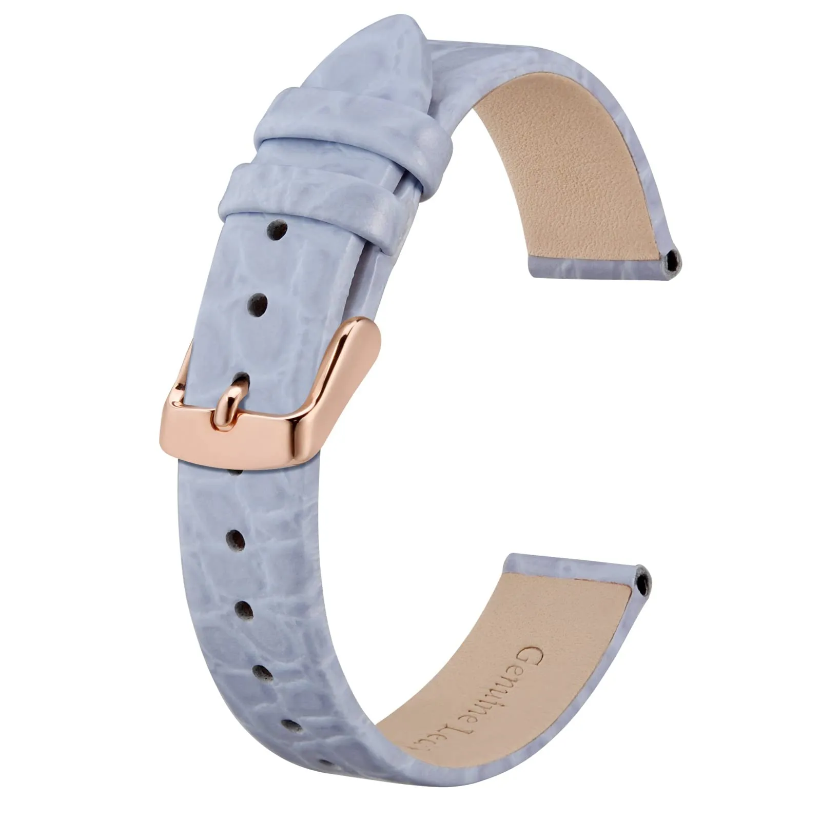 BISONSTRAP Cinturino di Ricambio in Pelle per Orologi Donna, 12mm, Viola Chiaro con Fibbia in Oro Rosa - immagine 1